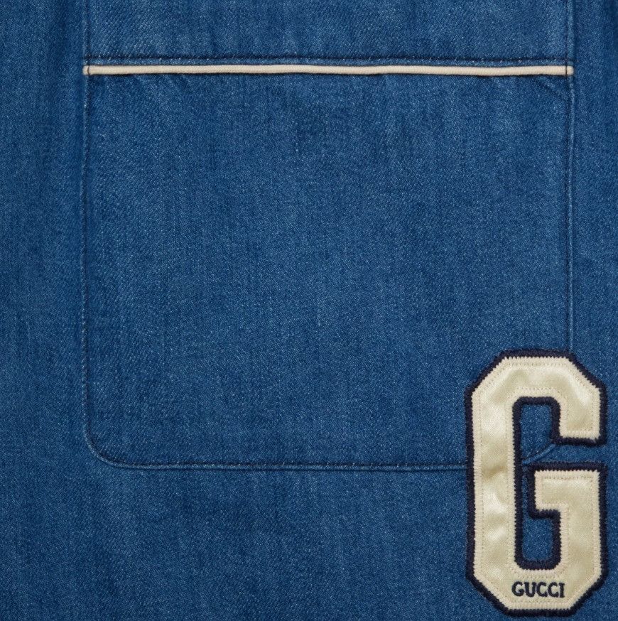 Gucci o1mt1gz0525 Denim Shorts With G Patch in Blue Size US 28 / EU 44 - 8 Thumbnail