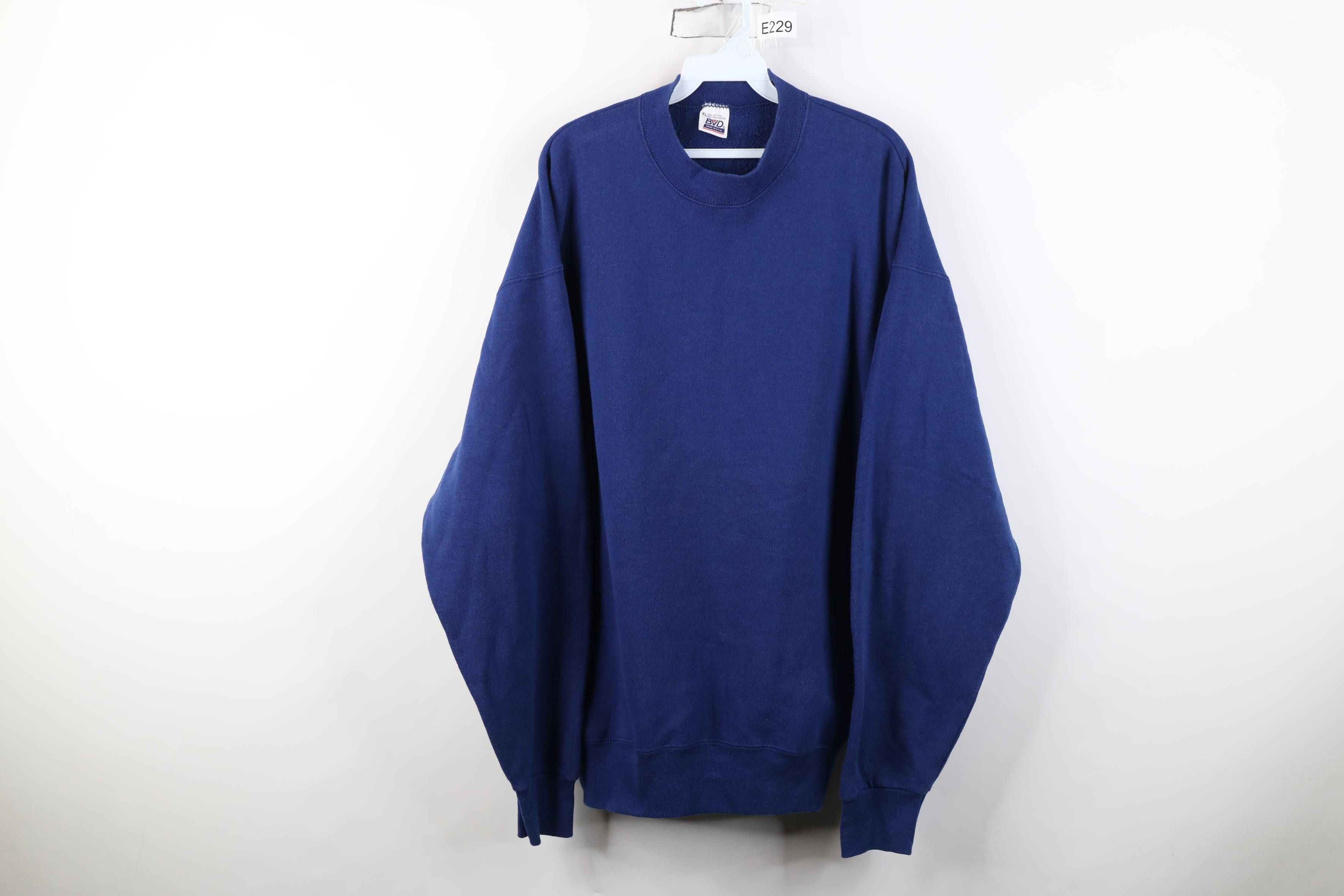 Vintage Vintage 90s Streetwear Blank Heavyweight Sweatshirt Blue USA Size US XL / EU 56 / 4 - 1 Thumbnail