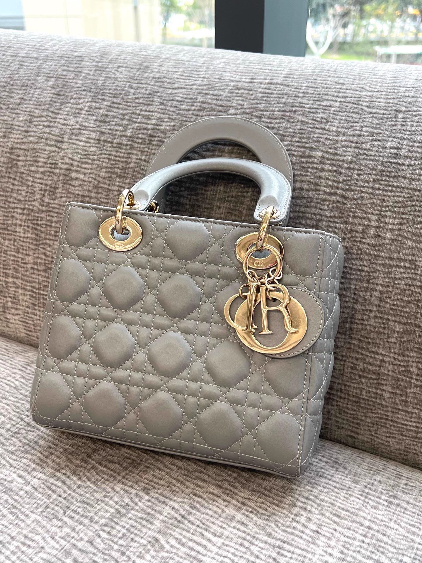 Dior Dior Lady Dior Gray Sheepskin 98 New Wide Strap 17 Size ONE SIZE - 1 Thumbnail