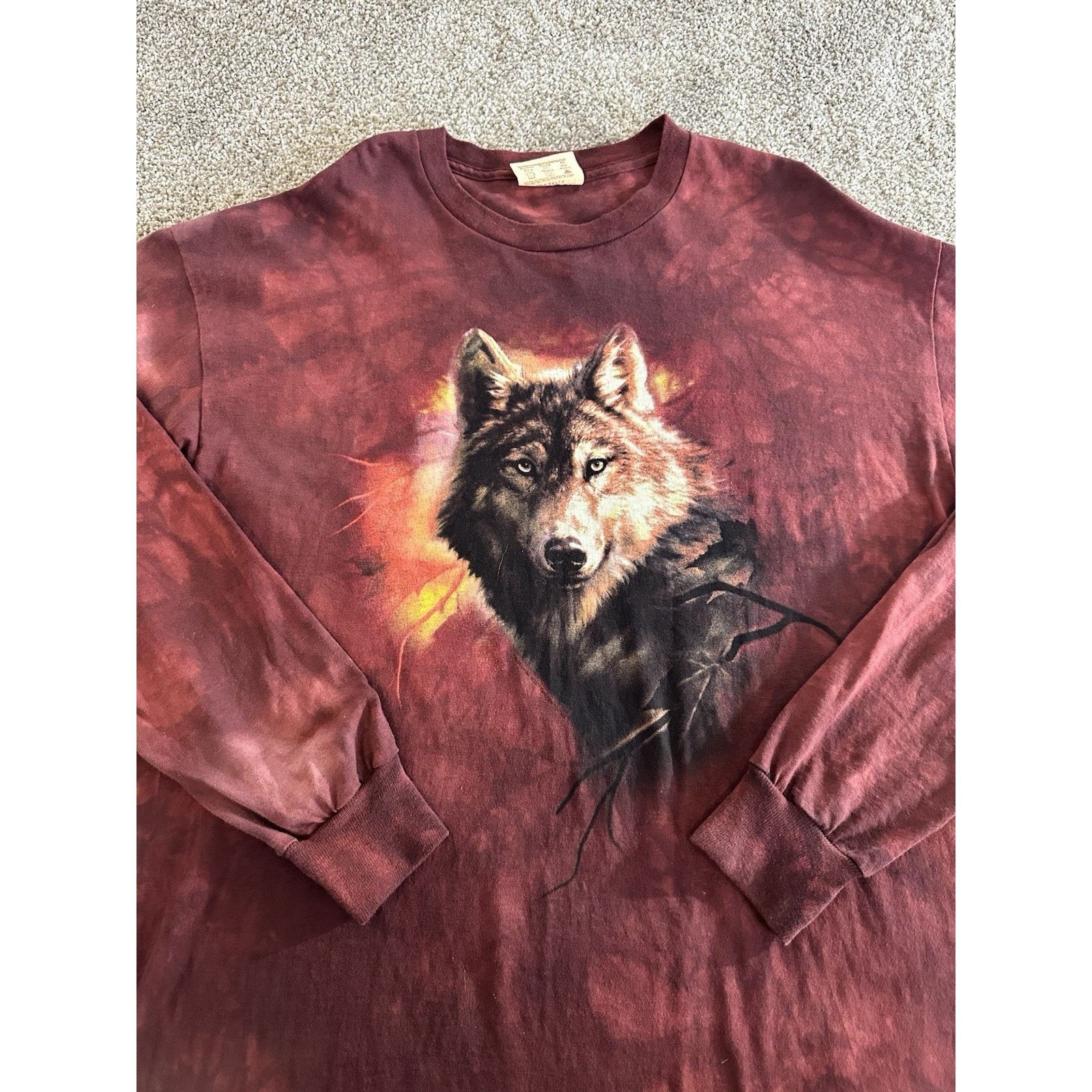 The Mountain Vtg 90s The Mountain Wolf Animal Nature Retro Red Tie-Dye L Size US L / EU 52-54 / 3 - 2 Thumbnail