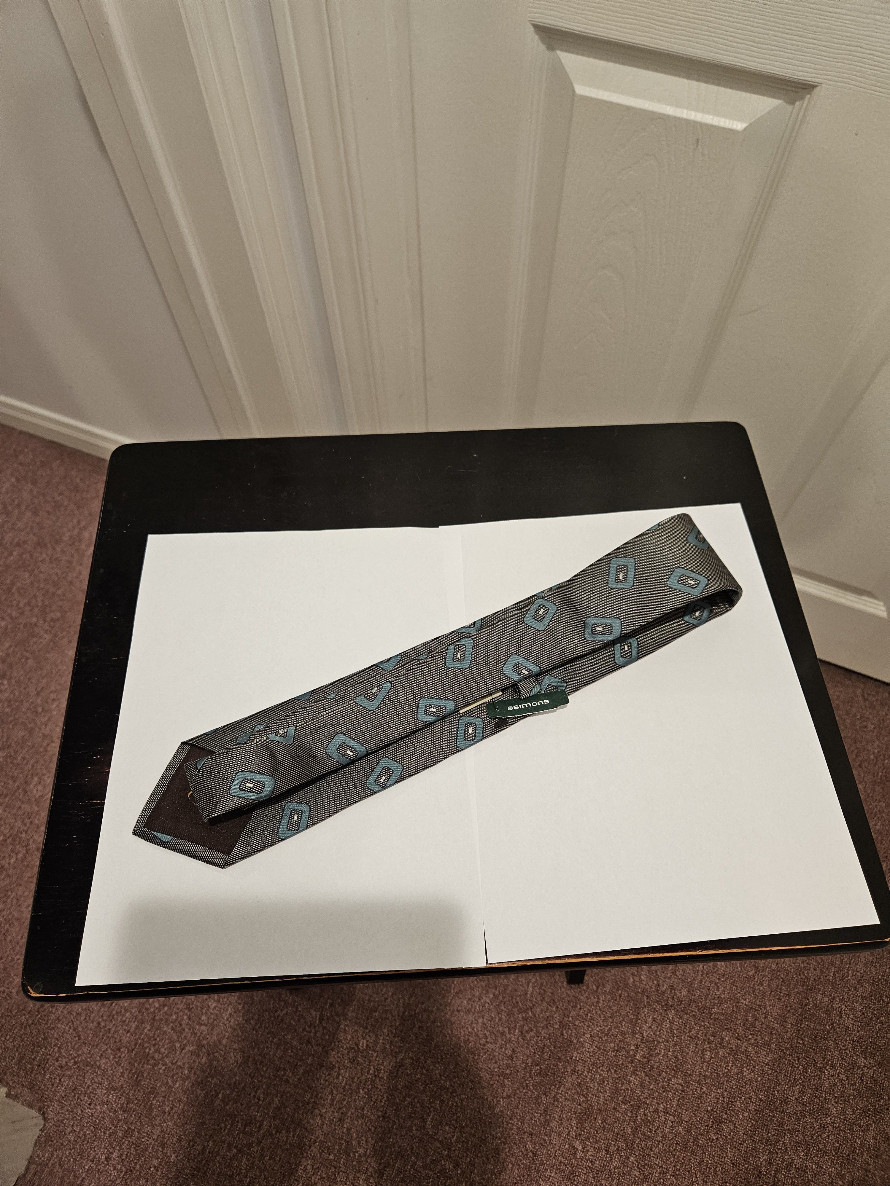 Other BLICK Necktie Silk Grey Patterned (Made in Italy) Size ONE SIZE - 4 Thumbnail