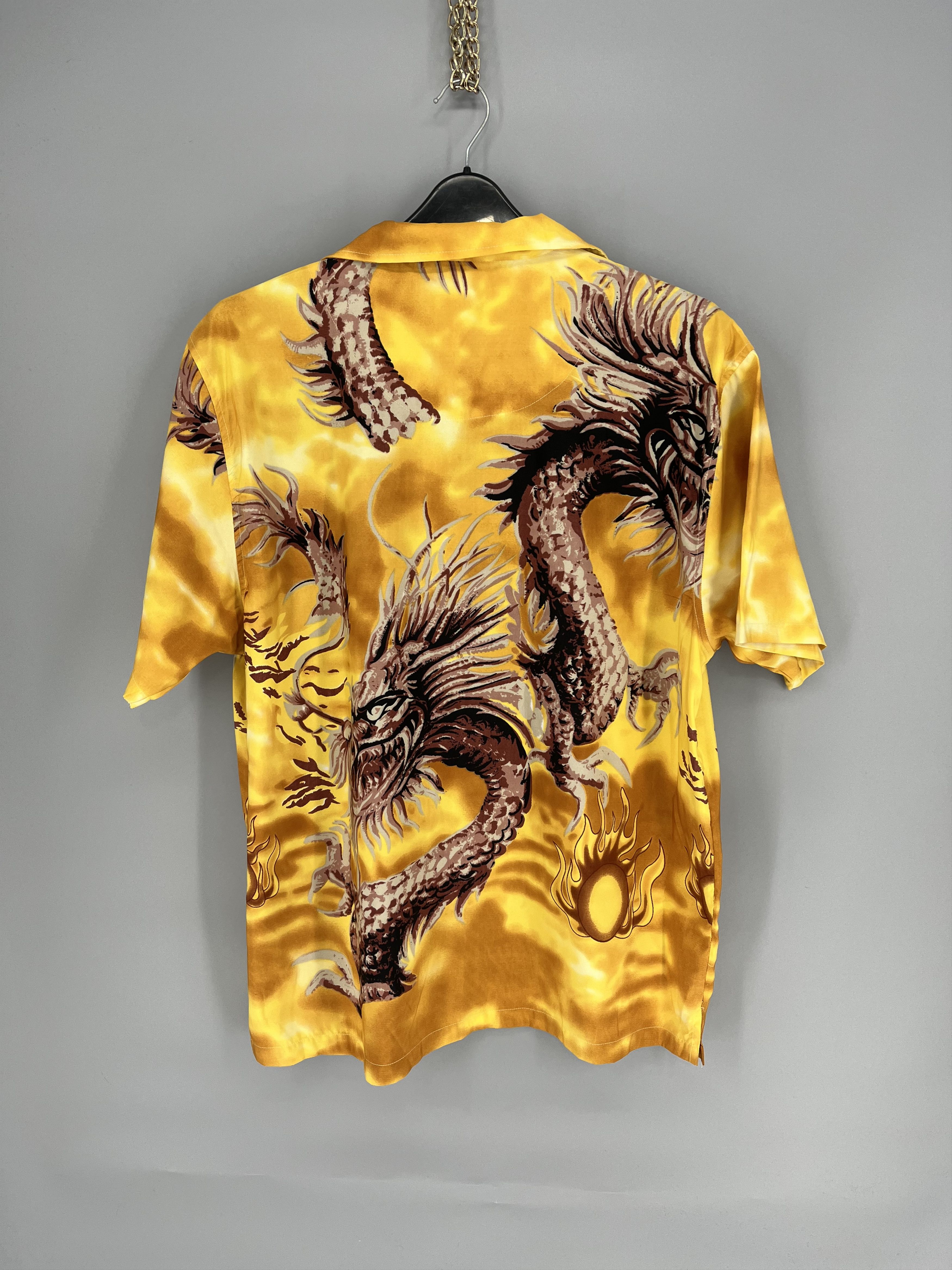 Japanese Brand Vintage Japanese Dragon Yellow Hawaiian Crazy Shirt Size US XL / EU 56 / 4 - 9 Thumbnail