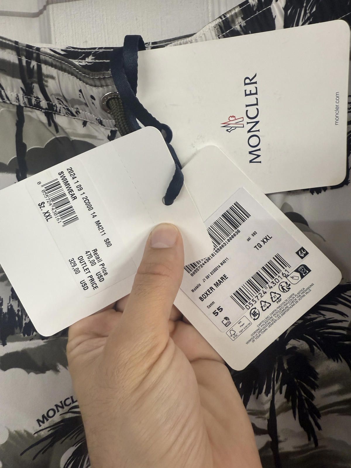 Moncler Moncler Men’s Swim Shorts Black Tree Pattern Size XXL Size US 30 / EU 46 - 3 Thumbnail