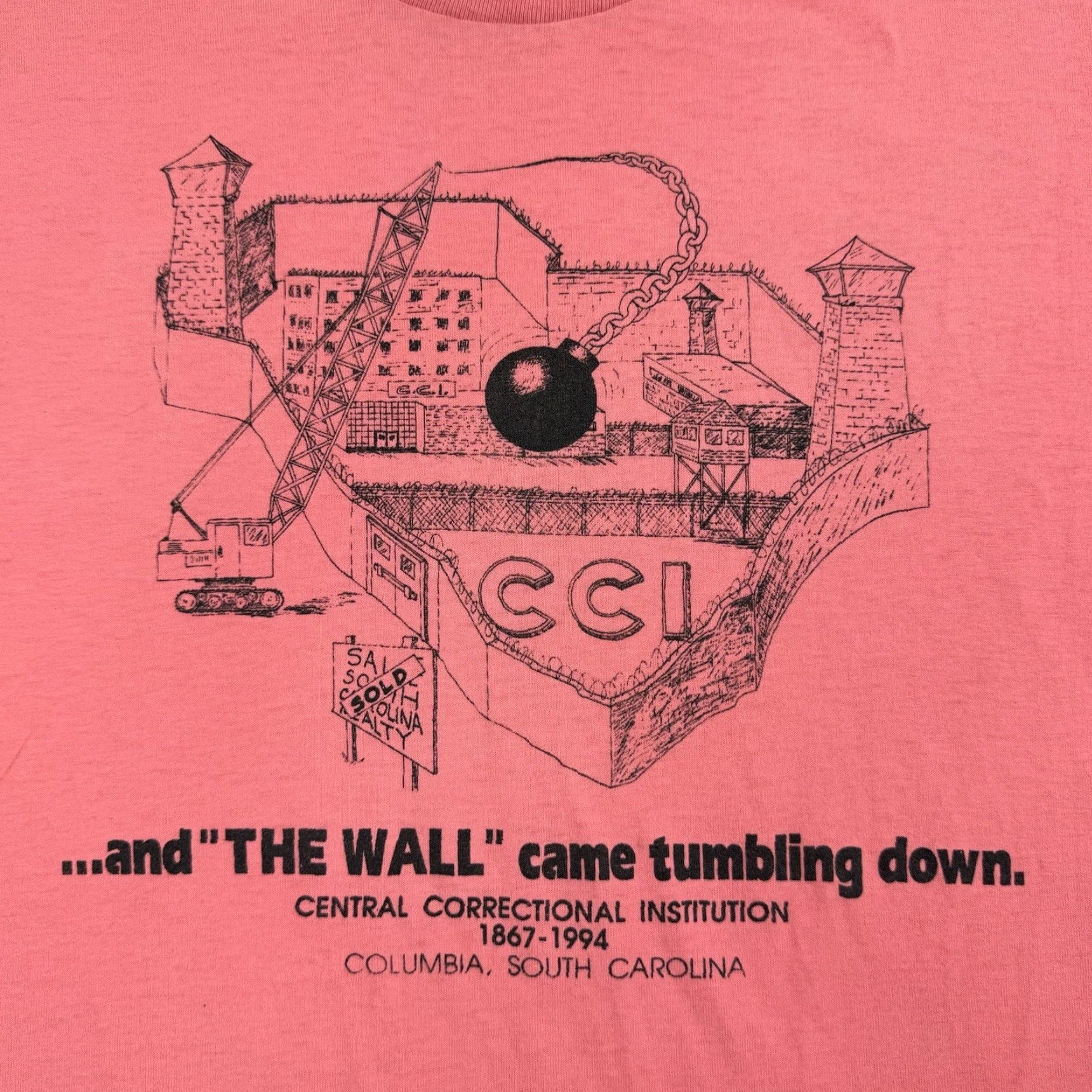 Hanes VINTAGE Hanes Jail Shirt Adult Large Pink South Carolina Correctional Institution 90s Shirt Mens Size US L / EU 52-54 / 3 - 3 Thumbnail
