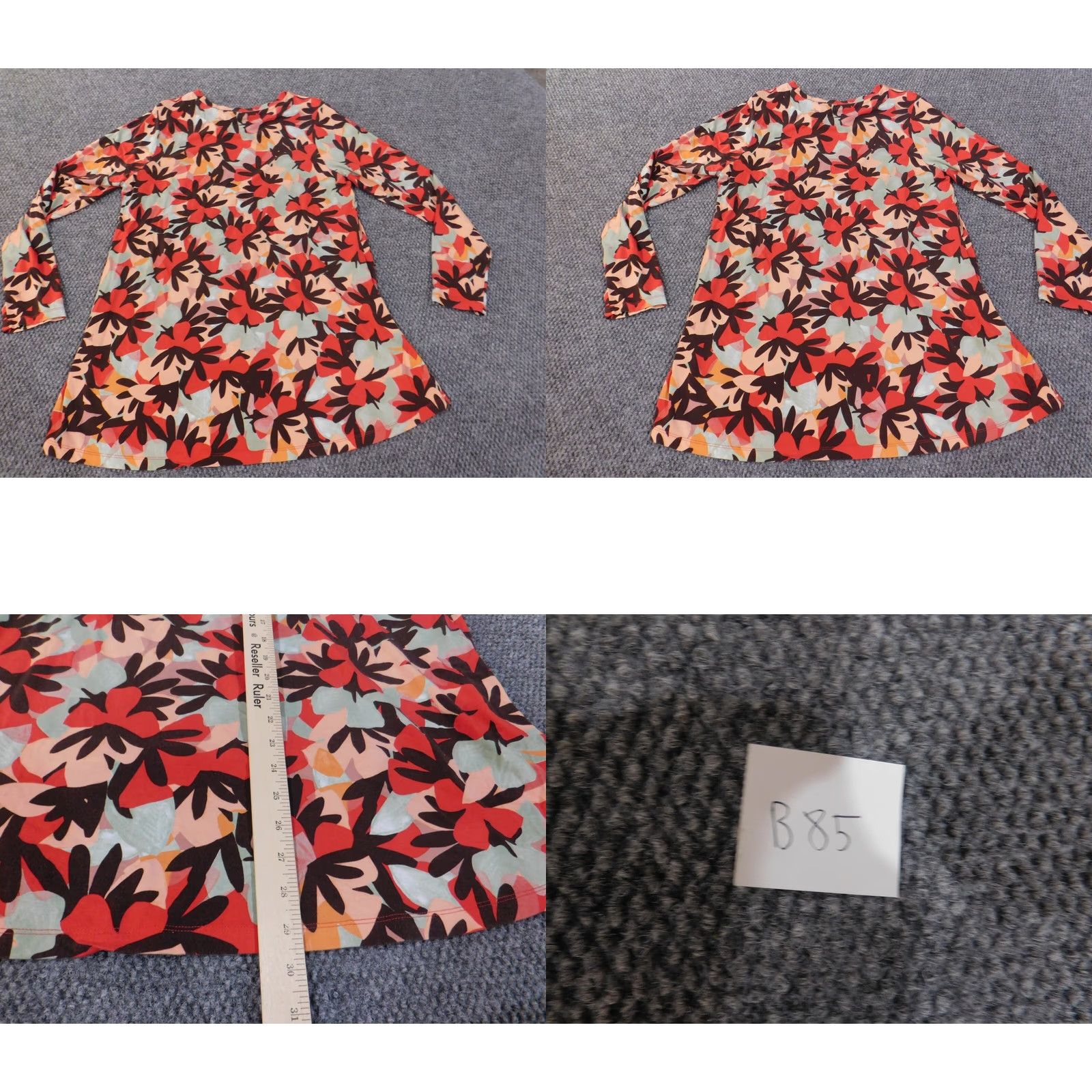 Vintage LOGO by Lori Goldstein Blouse Shirt Tunic Long Sleeve Red Floral Knit Rayon Spandex Regular Women L Size L / US 10 / IT 46 - 8 Thumbnail