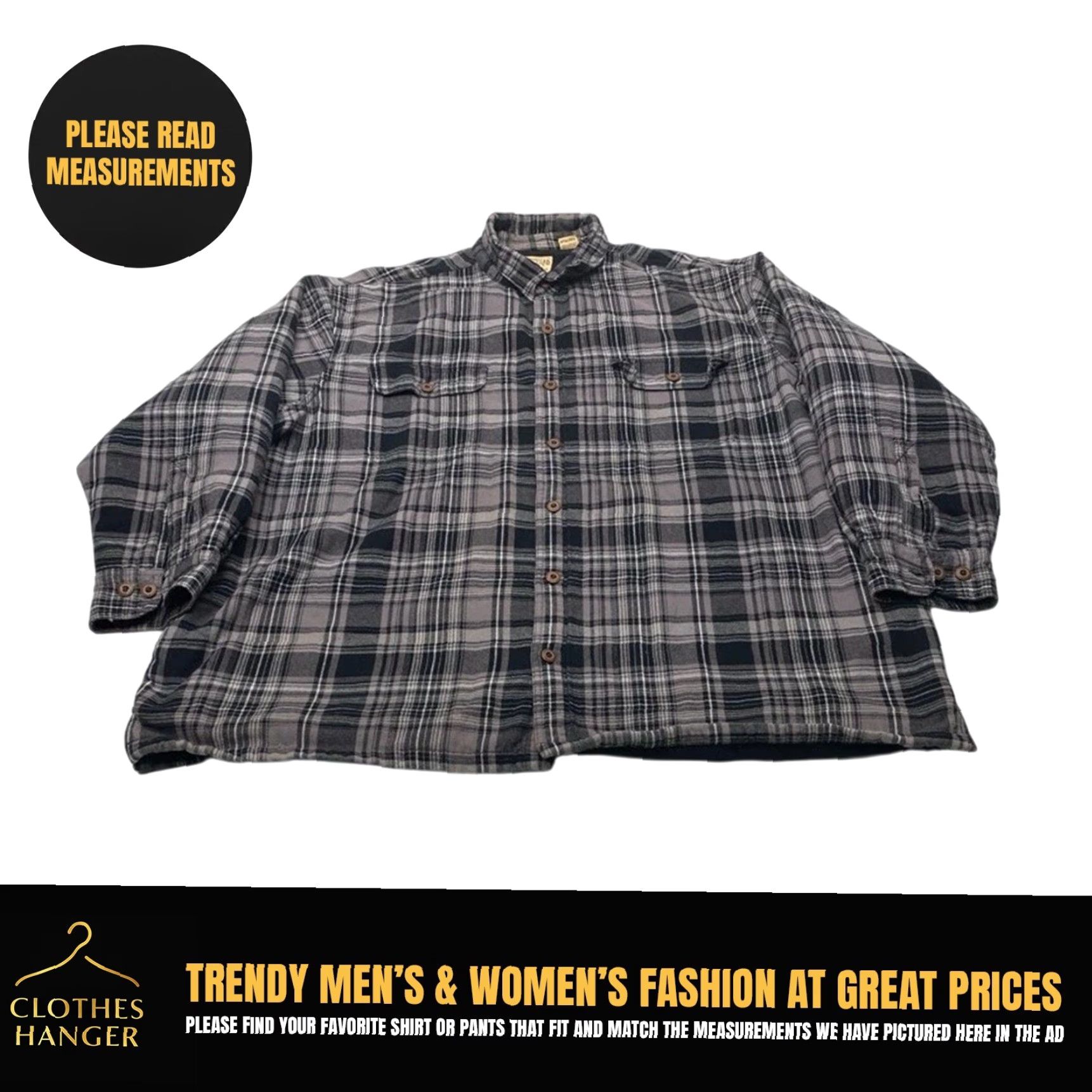 Vintage Red Head Shirt Button-Up Plaid Flannel 3XL Gray - Shacket, Men's, Casual, Workwear Size US XXL / EU 58 / 5 - 2 Thumbnail