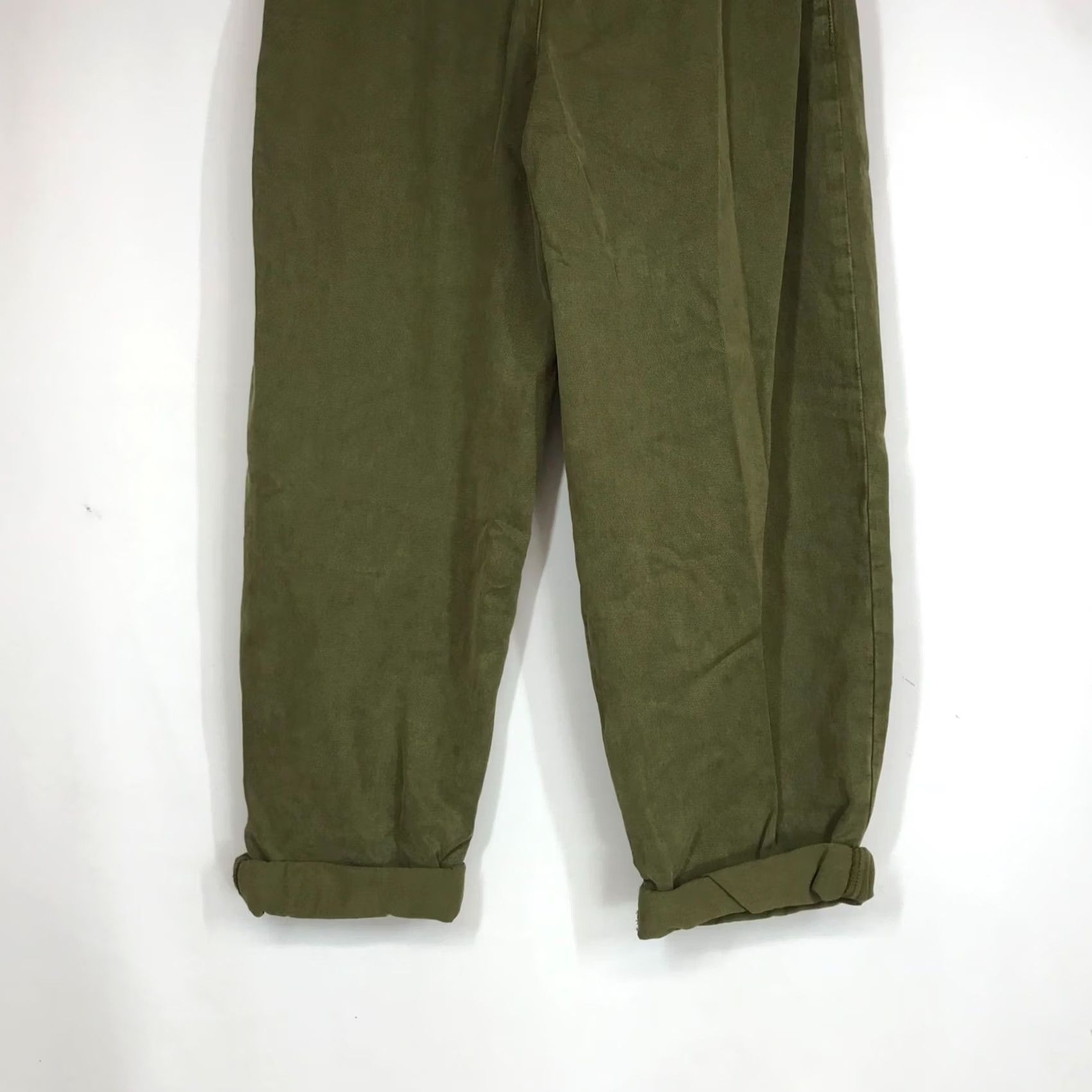 Topshop TOPSHOP Women's 6 Green Pleated Cuff Pants Lyocell Blend Size 28" / US 6 / IT 42 - 6 Thumbnail