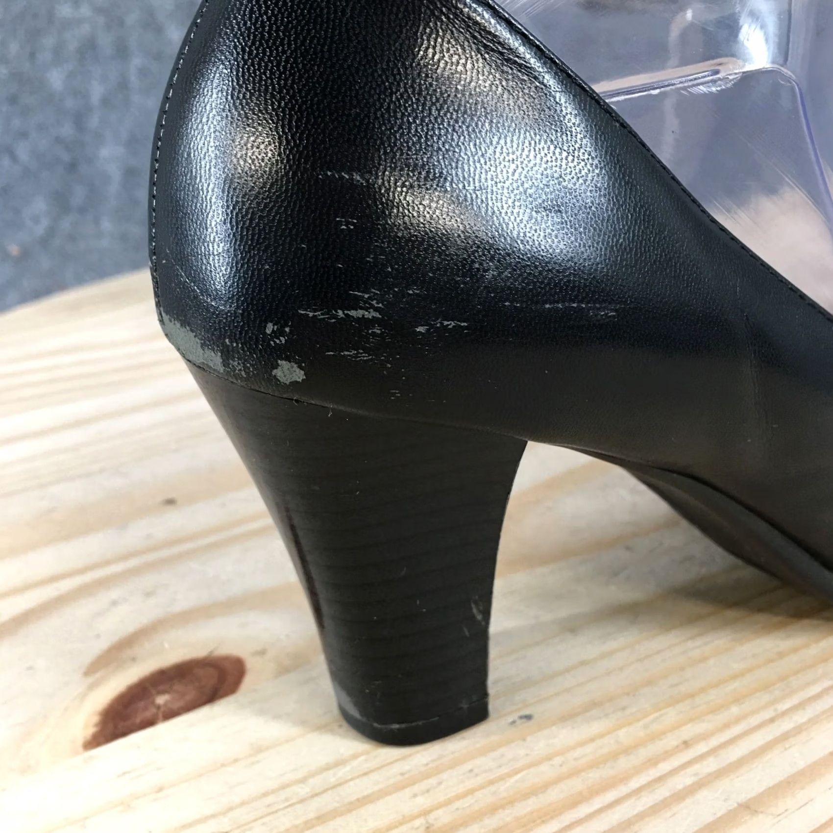 Vintage Aerosoles Heels Womens 7.5 Block Heels Slip On Dress Pumps Black Faux Leather Size M / US 6-8 / IT 42-44 - 4 Thumbnail