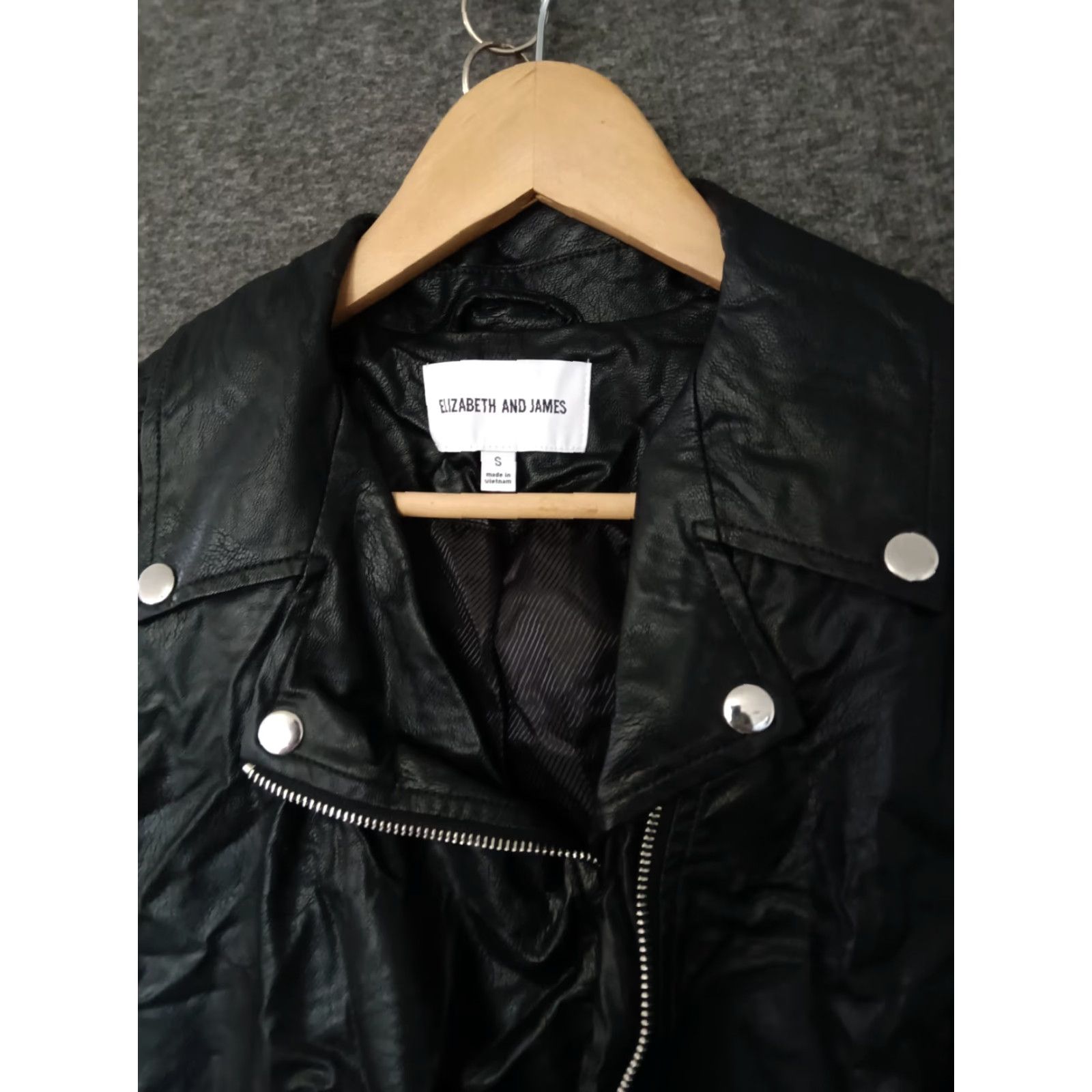 Elizabeth and James VINTAGE: Elizabeth and James Jacket Faux Leather Designer Moto Motorcycle Black S Women Size S / US 4 / IT 40 - 5 Thumbnail