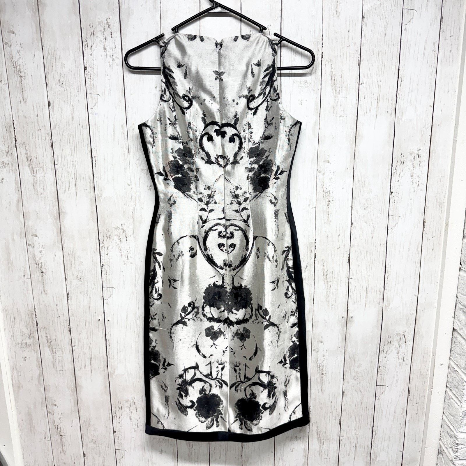 Vintage Vtg Peggy Jennings Dress Black White Floral Sleeveless Mini Size L / US 10 / IT 46 - 6 Thumbnail