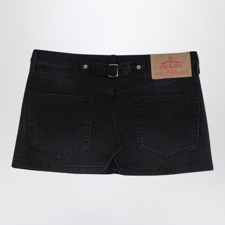 Prada o1d2blof0924 Denim Mini Skirts in Black Size 28" / US 6 / IT 42 - 2 Thumbnail