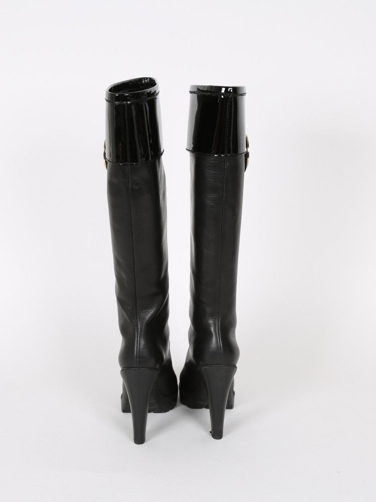 Dior DIOR Heels Boots Black Leather Logo Tall Shoes Size 39 Size US 9 / IT 39 - 6 Thumbnail