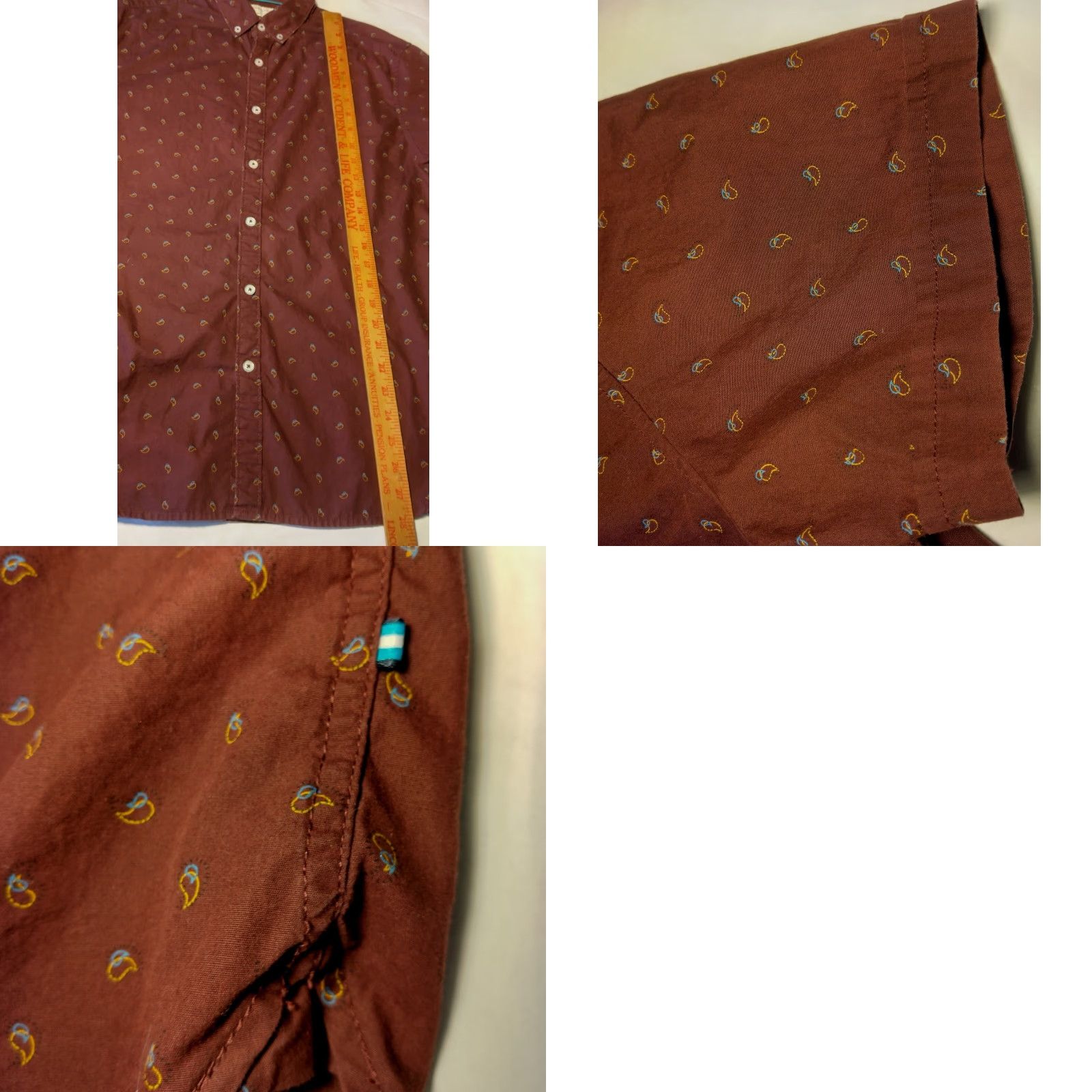 Vintage Denim & Flower Ricky Sing Shirt Large Slim Fit Maroon Paisley Button Down Top Size US L / EU 52-54 / 3 - 8 Thumbnail