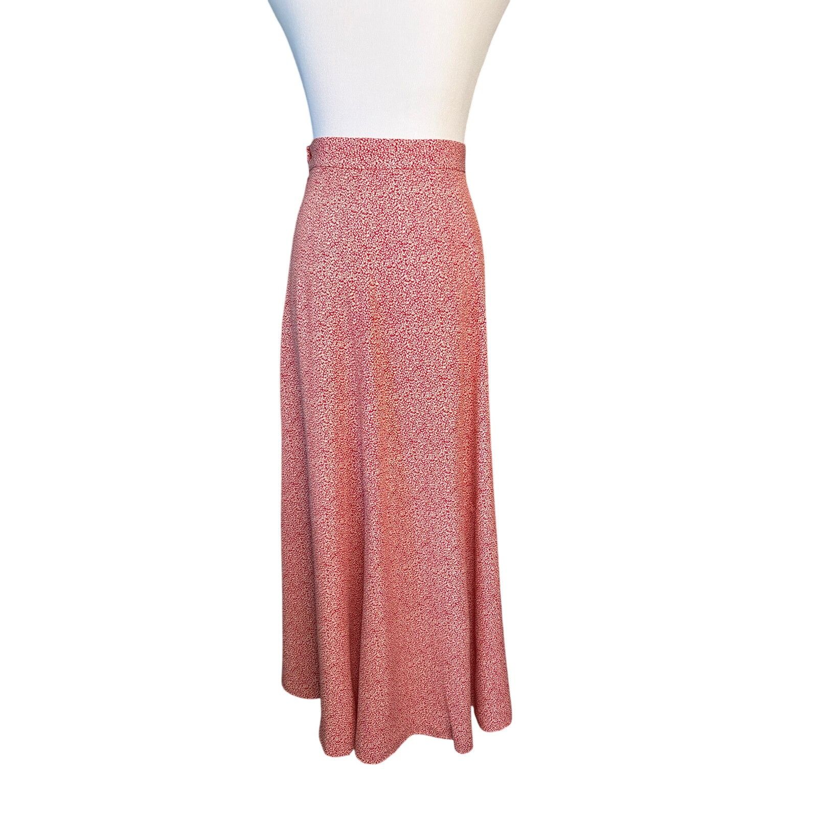 Other Talbots Vintage 70s Midi Flare Skirt Red Floral 12 Prairie Size 34" / US 12 / IT 48 - 4 Thumbnail