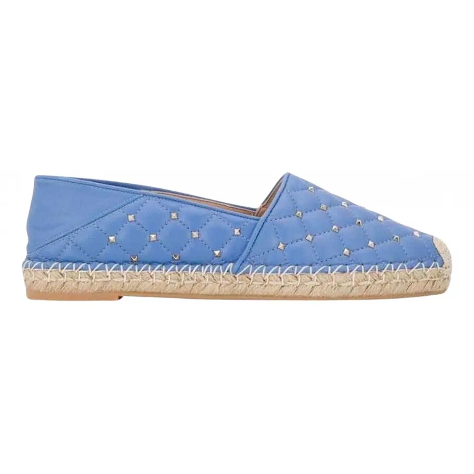 Valentino Valentino Rockstud Spike Blue Quilted Leather Slide Back Size US 7 / IT 37 - 1 Thumbnail