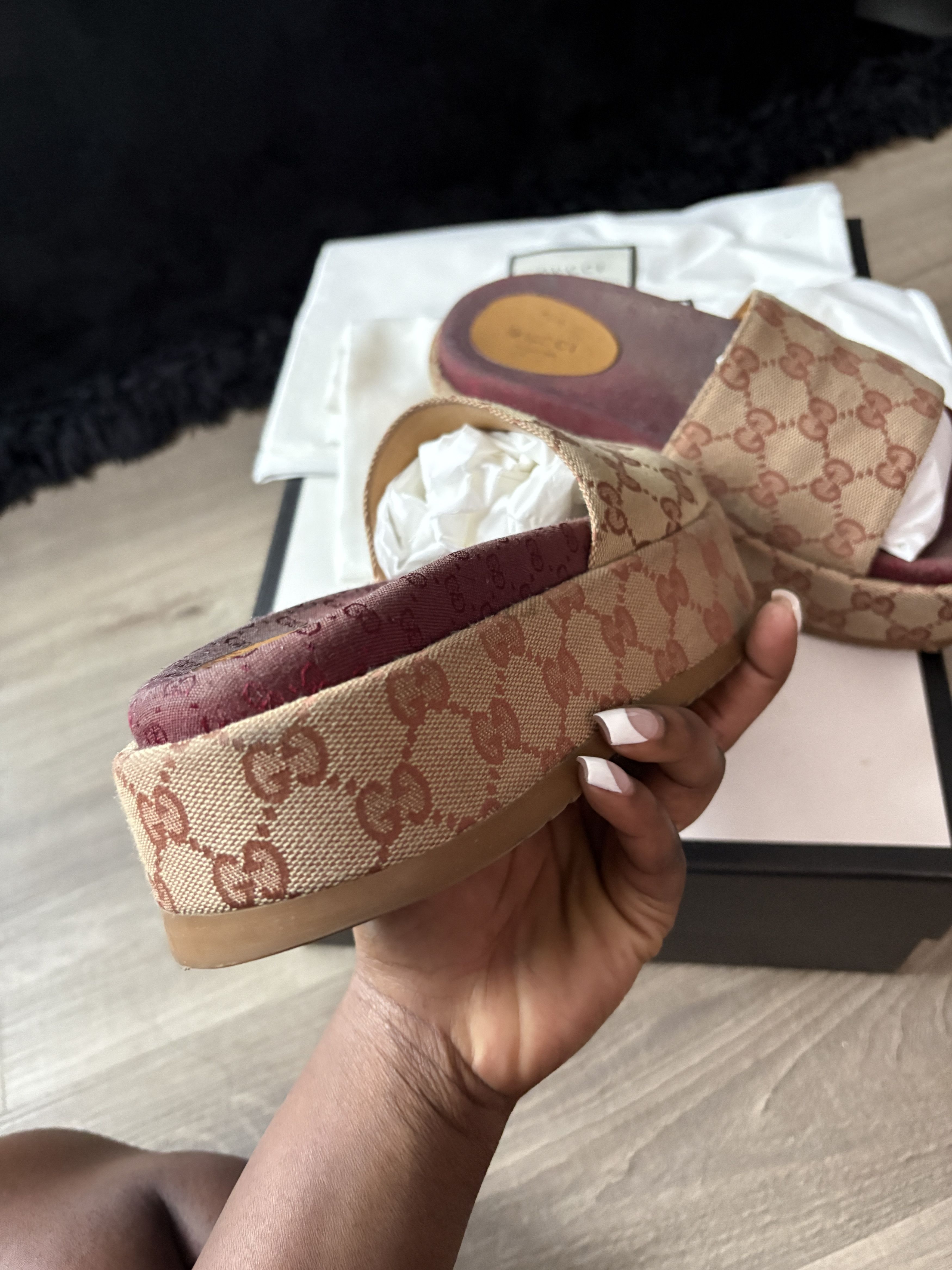 Gucci Gucci GG Supreme Monogram Platform Sandal Size US 7.5 / IT 37.5 - 6 Thumbnail