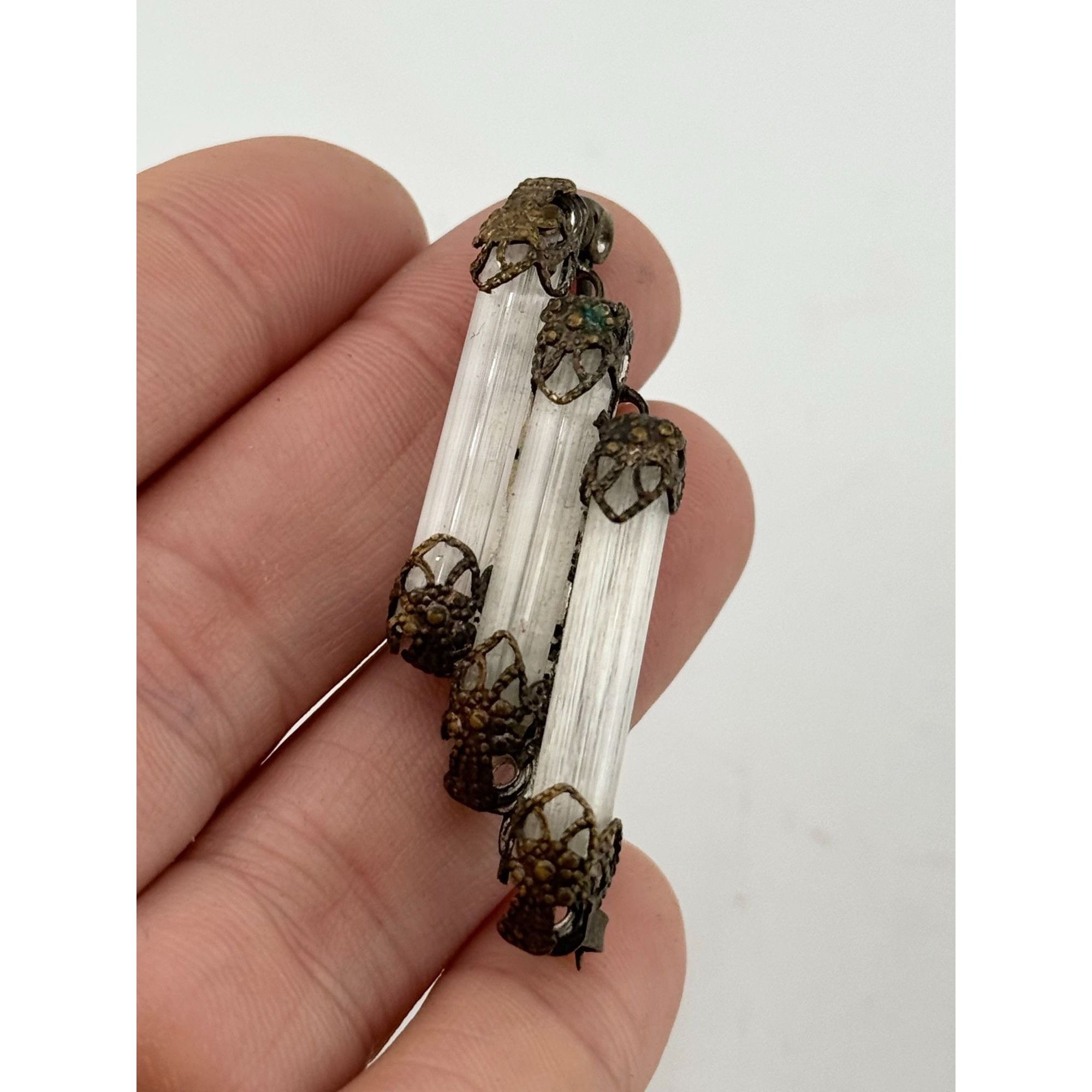 Vintage Vintage crystal glass filigree brooch pin Size ONE SIZE - 4 Thumbnail