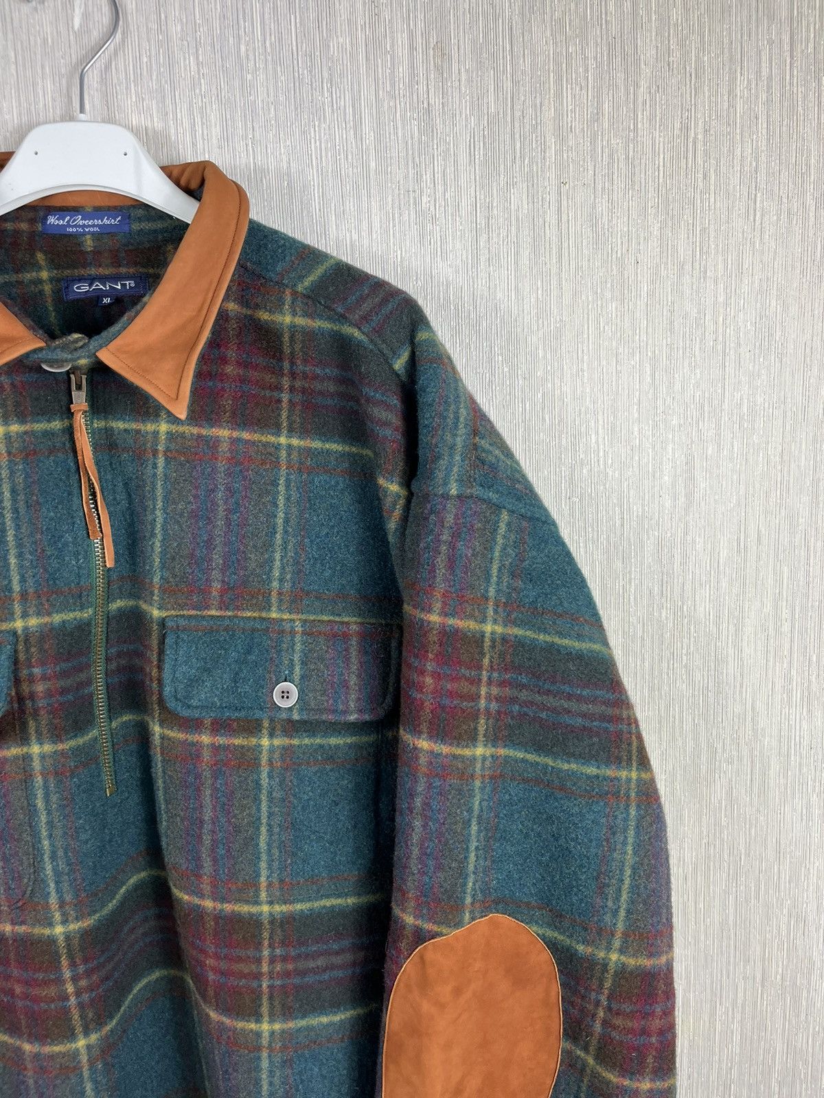 Flannel × Gant × Vintage Vintage 90s Gant plaid wool overshirt flannel checked suede Size US XL / EU 56 / 4 - 4 Thumbnail