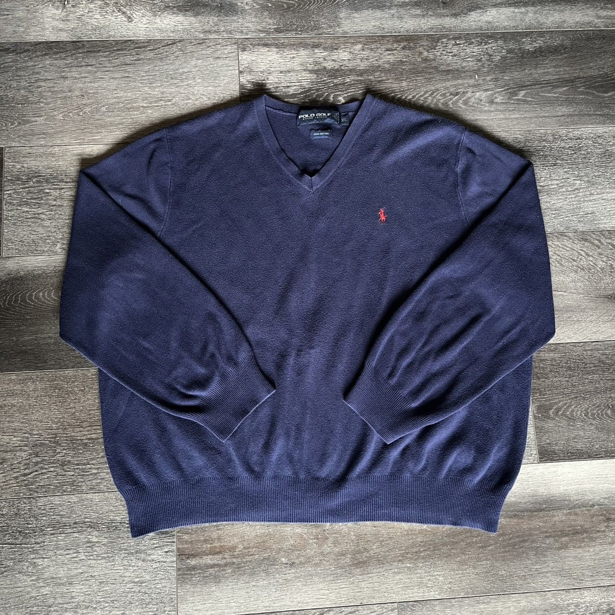 Polo Ralph Lauren Vintage 90s Polo Golf Ralph Lauren Basic Logo V Neck Sweater Size US XL / EU 56 / 4 - 1 Thumbnail