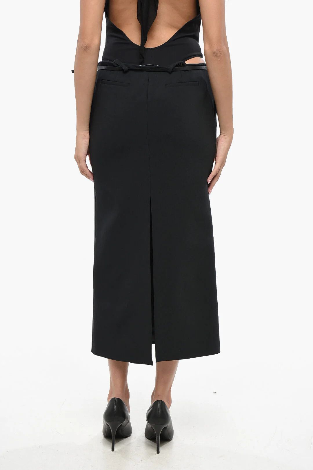 The Attico og1mm0426 Solid Color Longuette Skirt in Black Size 28" / US 6 / IT 42 - 2 Thumbnail