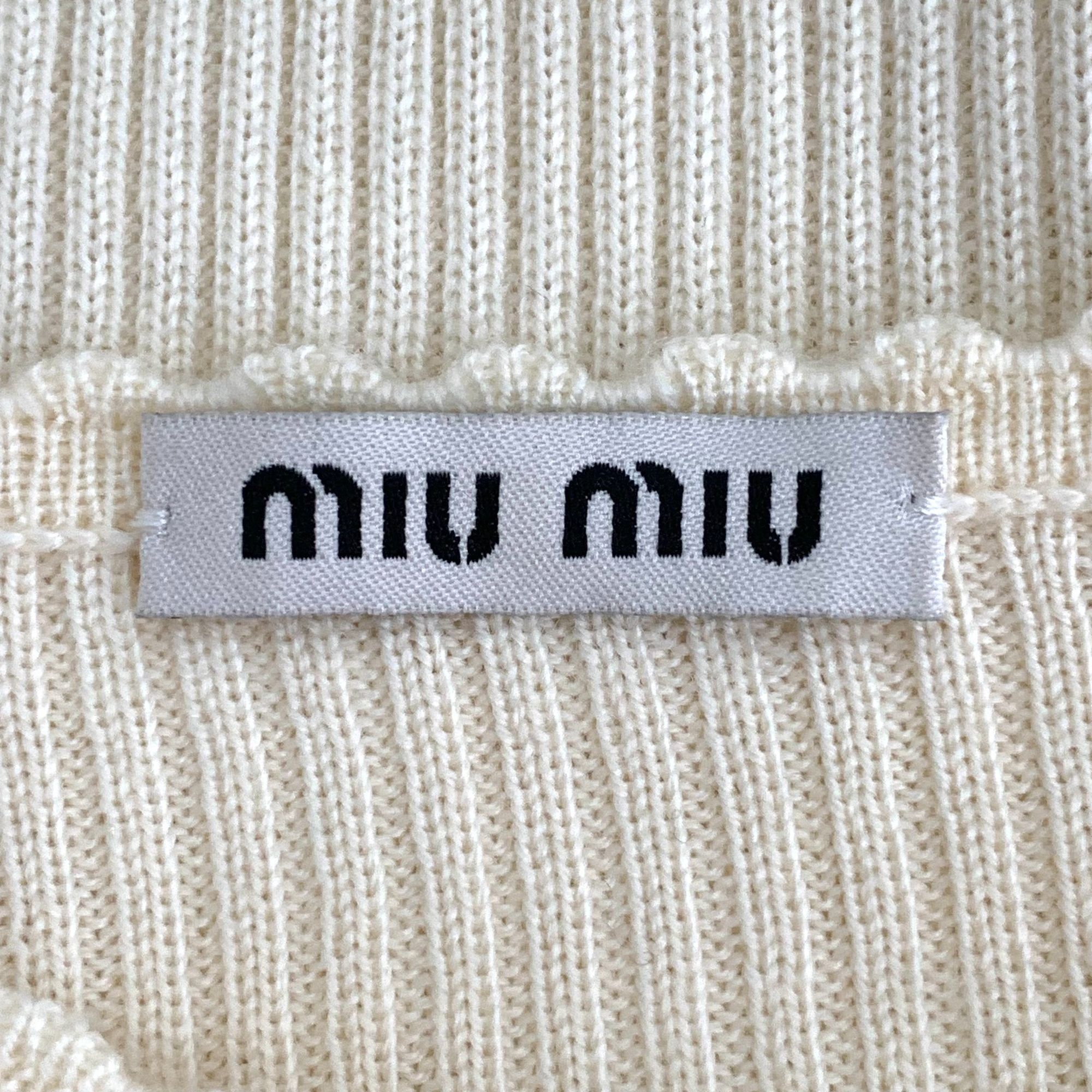 Miu Miu Miu Miu Womens Virgin Wool Knit Cardigan Sweater With Floral Size S / US 4 / IT 40 - 7 Thumbnail