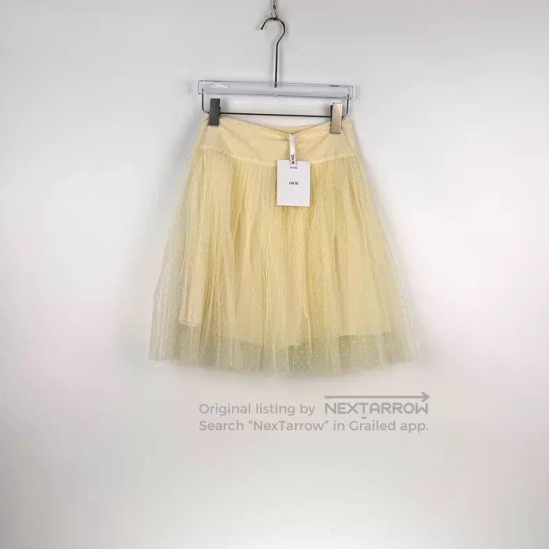 Dior Dior Milk-white small dot gauze skirt Size 24" / US 00 / IT 34 - 3 Thumbnail