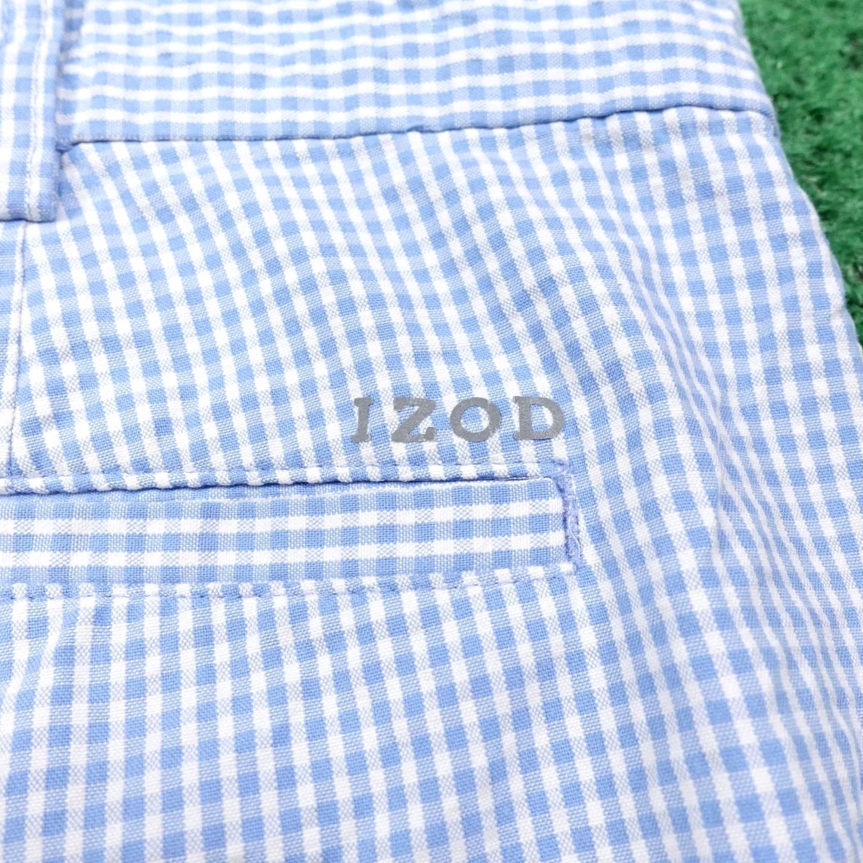 Izod IZOD Golf Shorts Mens 42 Blue Check Chino Cotton Polyester Pockets 10 Inseam Regular Front Flat Lightweight Easy Care Summer Mens Size US 42 / EU 58 - 5 Thumbnail