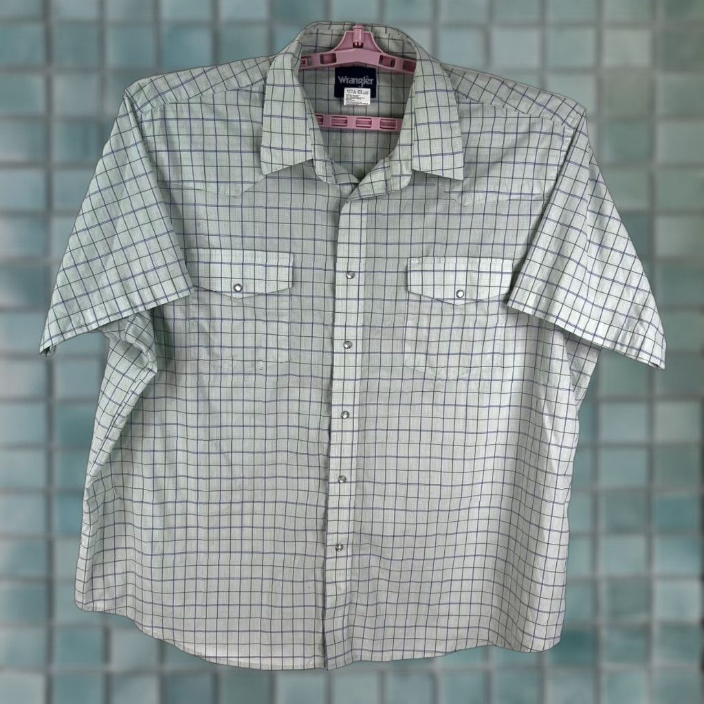 Wrangler Wrangler Pearl Snap Button Short Sleeve Shirt Mens Size 3X Green Check Shirt Size US XXL / EU 58 / 5 - 1 Thumbnail