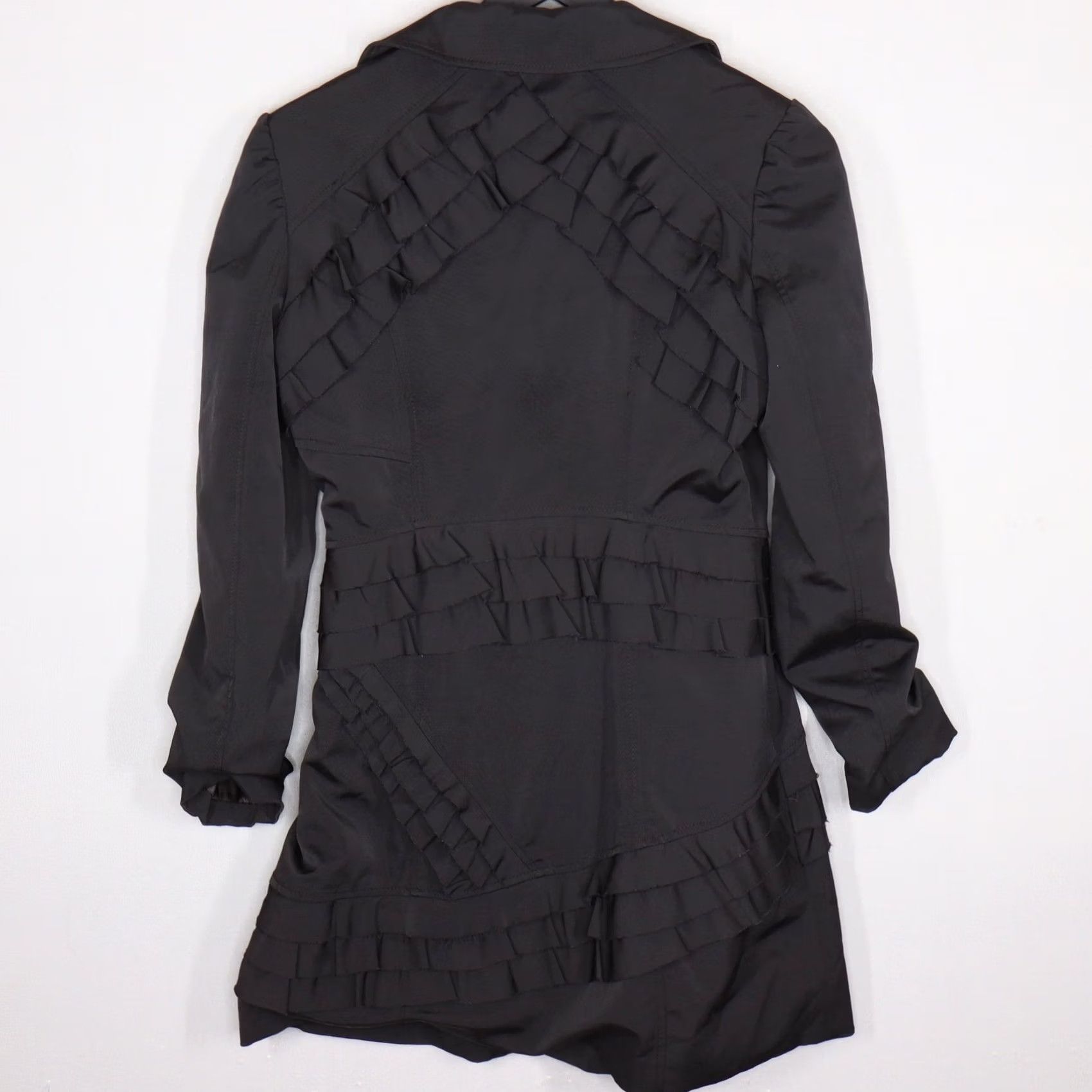 Bebe bebe Ruffle Trim Jacket Black Fitted Career Party XS Size XS / US 0-2 / IT 36-38 - 7 Thumbnail