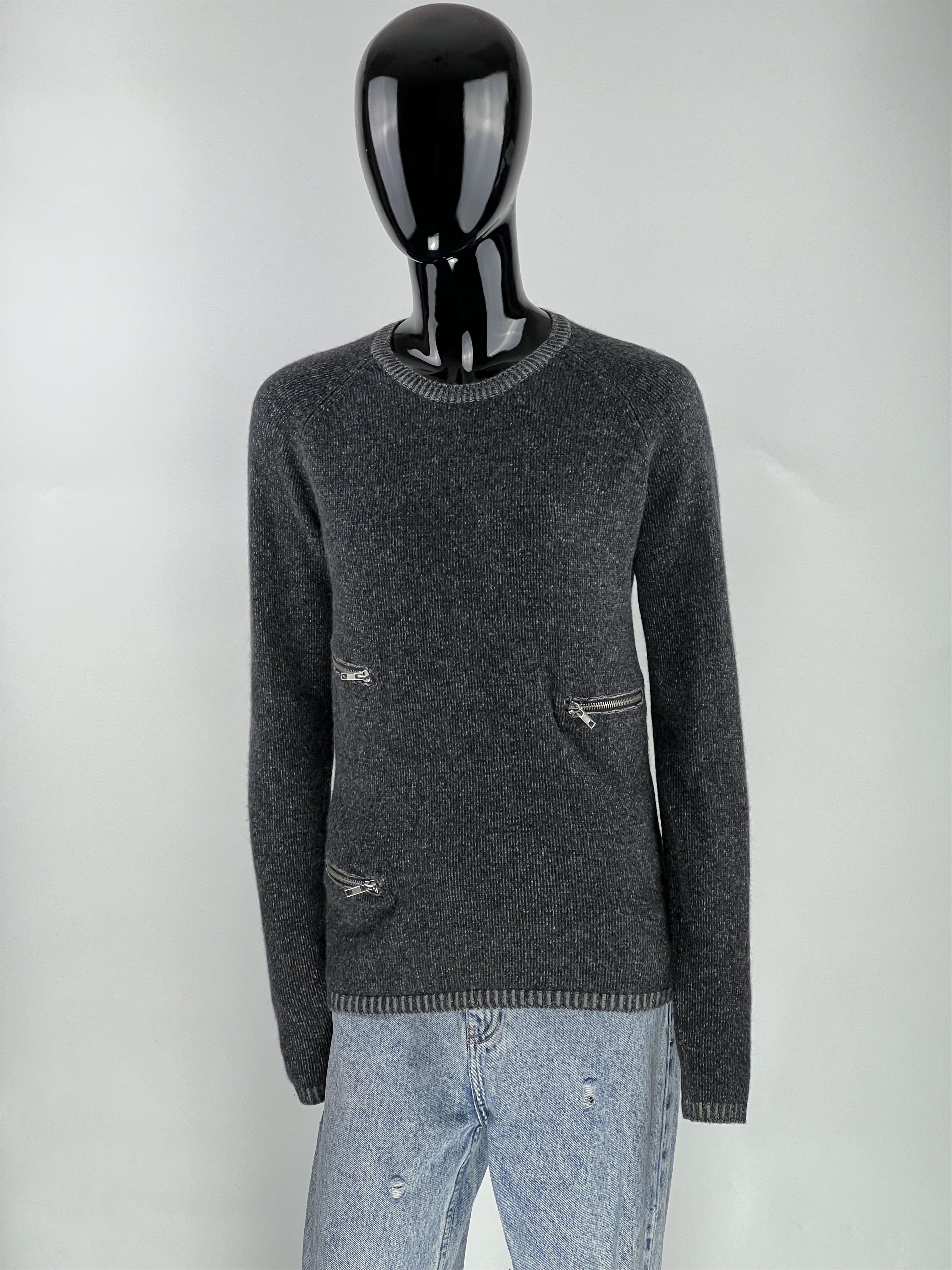 Maje Maje Gray Zipped Wool Cashmere Jumper Sweater Size 3 Size L / US 10 / IT 46 - 1 Thumbnail