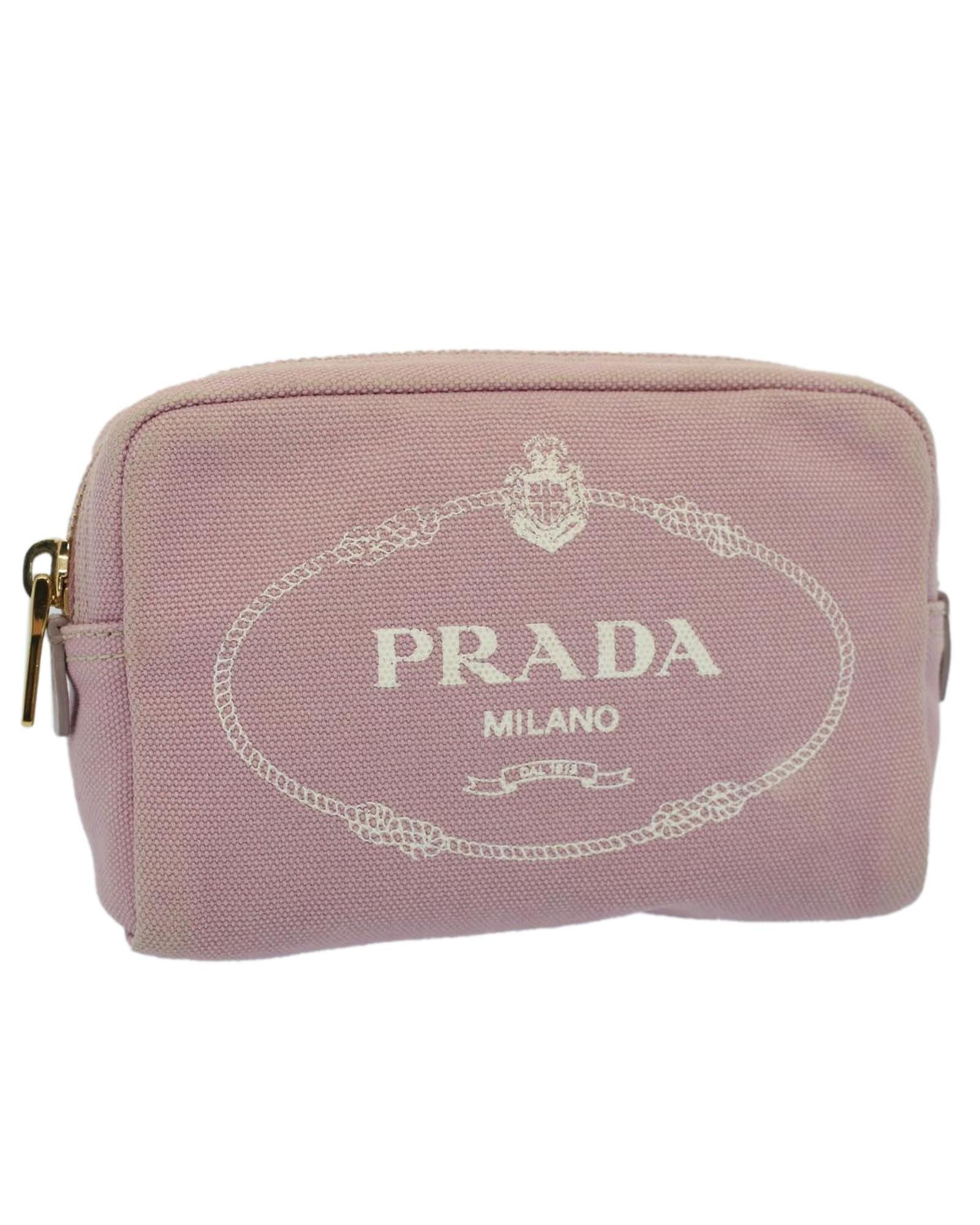 image of Prada Canvas Pink Pouch - C Rank, Women's