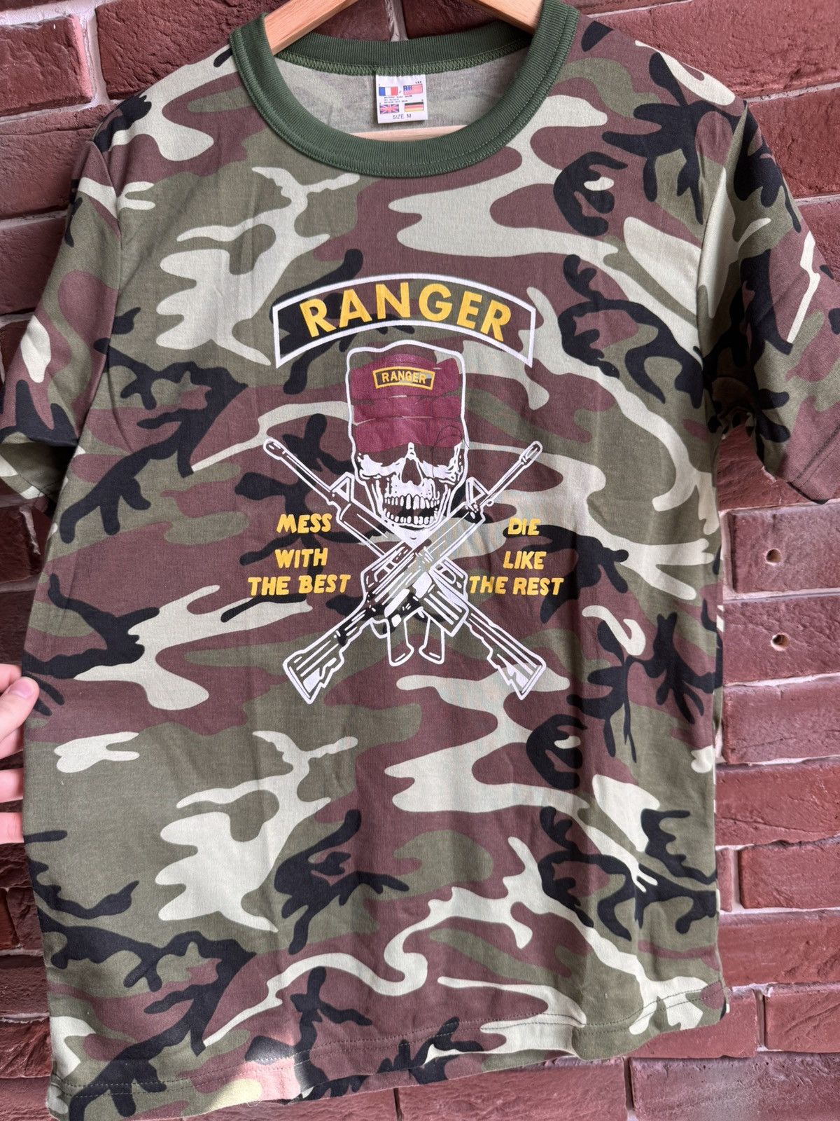 Vintage 90s Vintage Ranger Mess With the best Military Camo T shirt Size US M / EU 48-50 / 2 - 3 Thumbnail