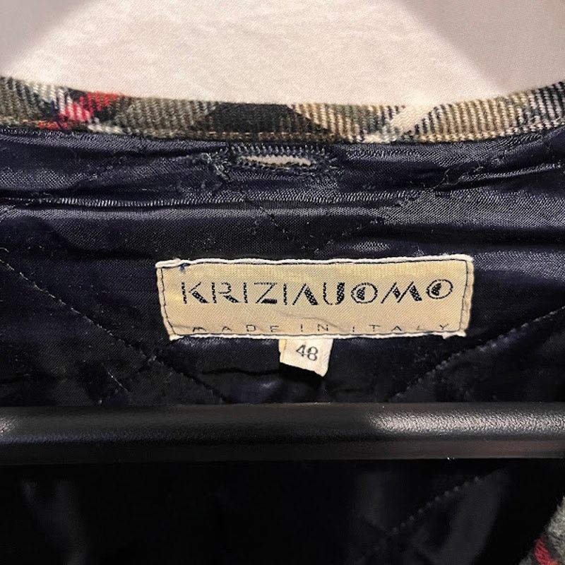 Krizia × Krizia Uomo × Vintage VTG 80s Krizia Uomo Made in Italy Navy Trench Plaid Liner Size US M / EU 48-50 / 2 - 6 Thumbnail