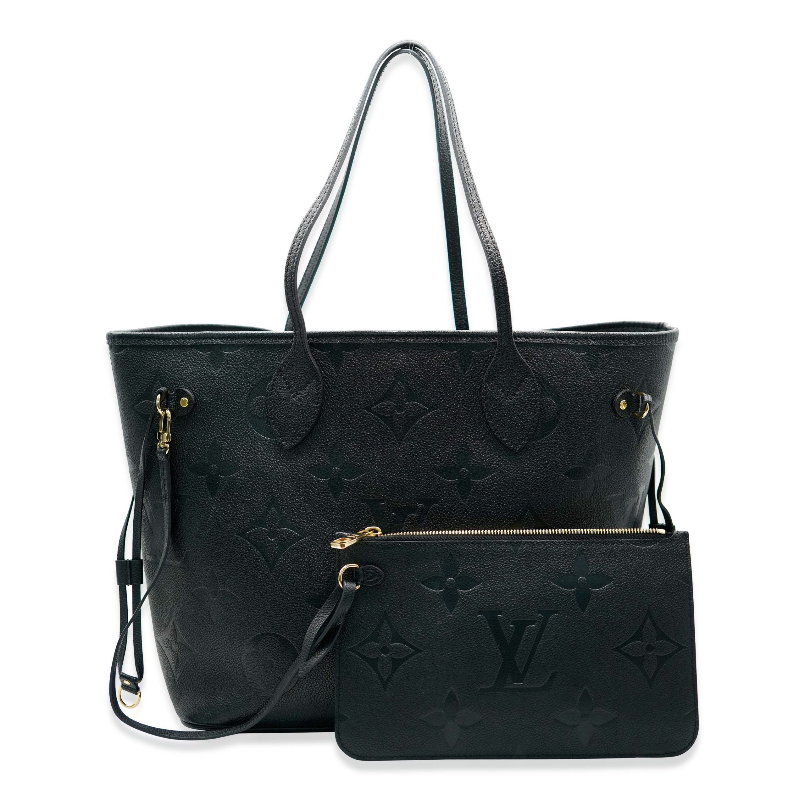 image of Louis Vuitton Black Monogram Empreinte Neverfull Mm, Women's