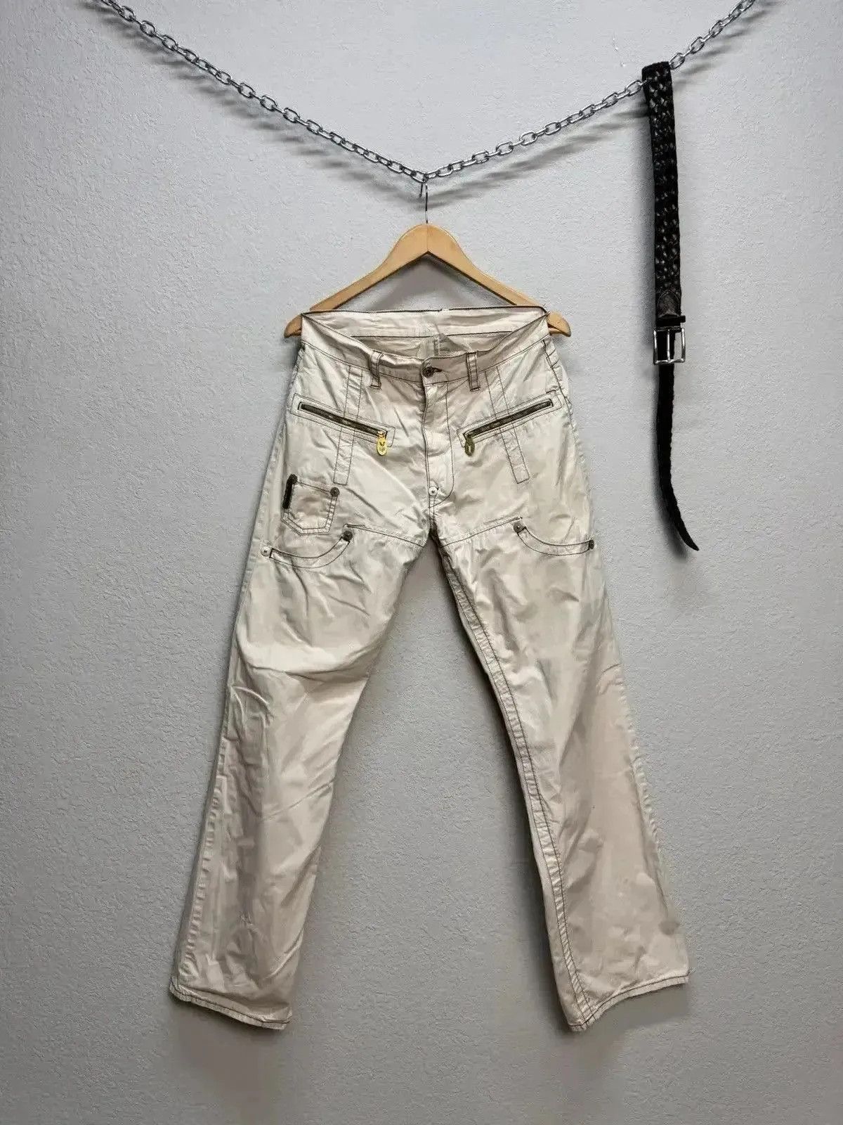 14th Addiction Archival Avant-Garde White Casual Pants Vintage Style Y2K Size US 31 - 9 Thumbnail