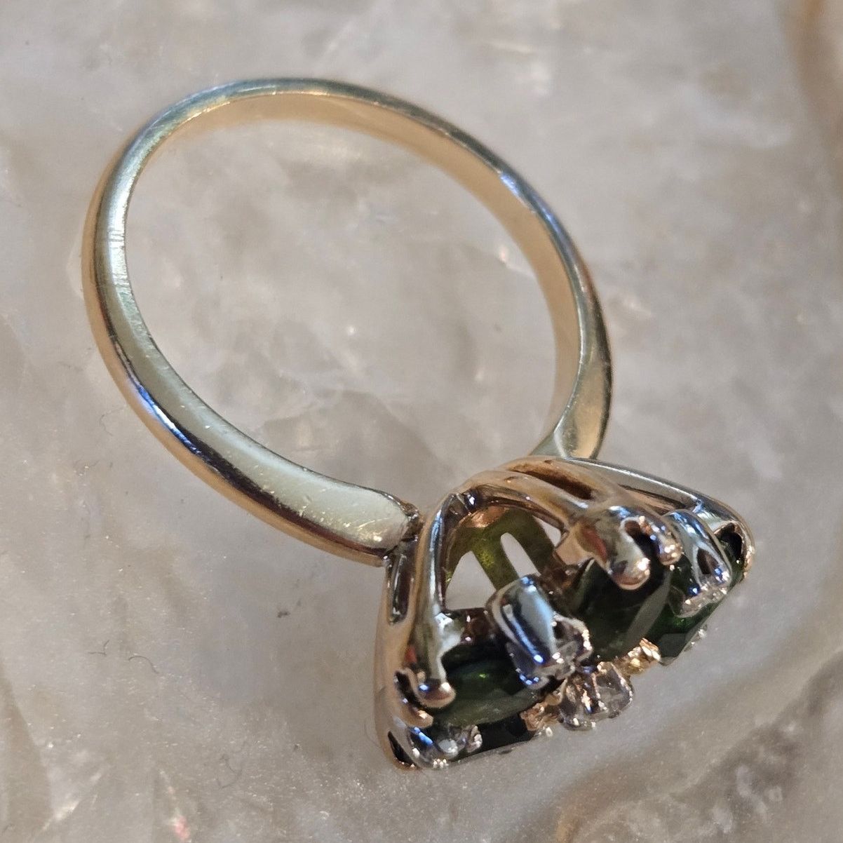 Hysteric Glamour 14K Yellow Gold Green Tourmaline & Diamond Daisy Cluster Size ONE SIZE - 13 Thumbnail