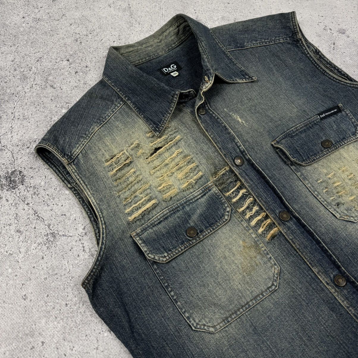 Dolce & Gabbana × Vintage Vintage Dolce & Gabbana Distressed Denim Shirt Vest Size US M / EU 48-50 / 2 - 5 Thumbnail
