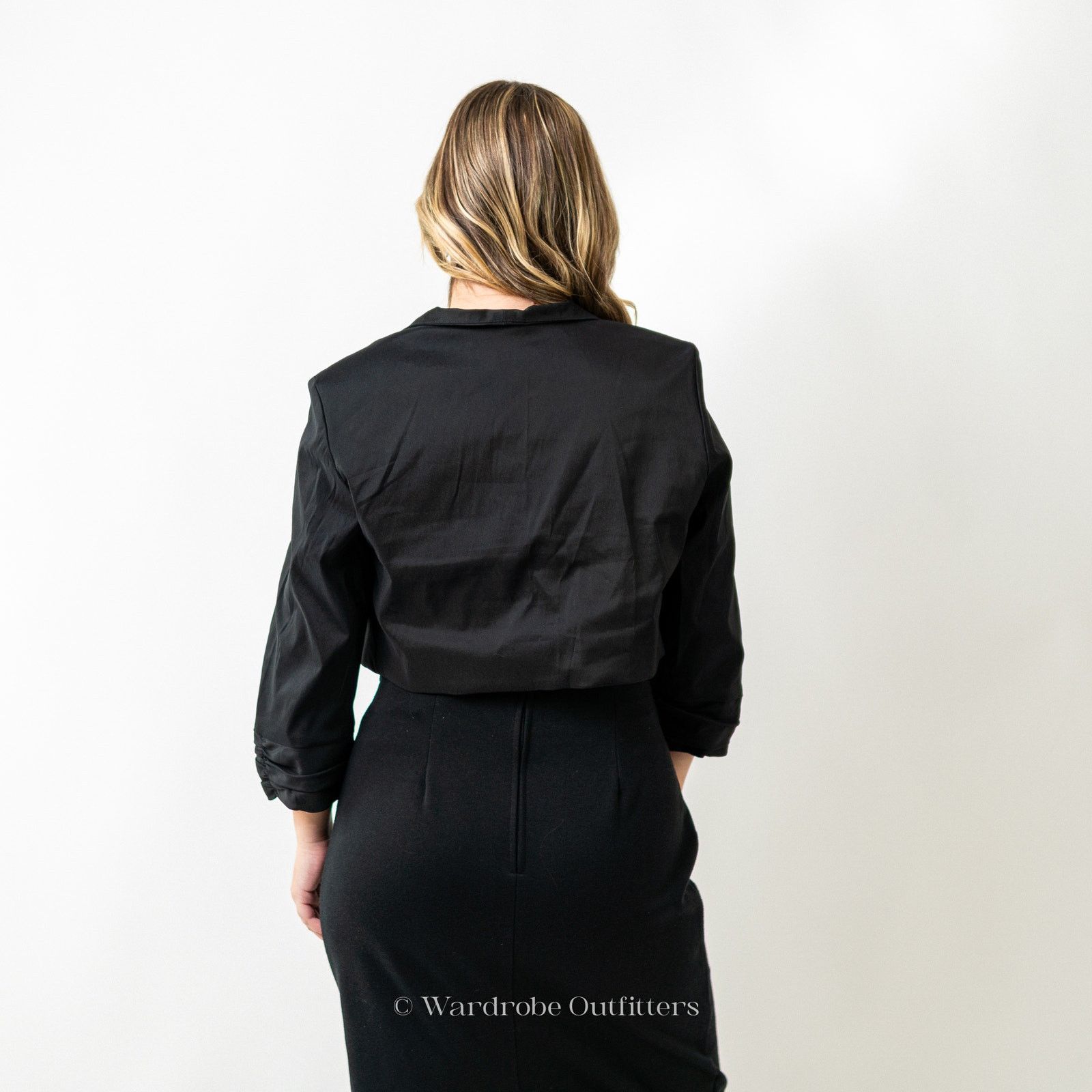 Vintage Vintage 80s Black Cropped Dress Blazer Jacket Size L / US 10 / IT 46 - 6 Thumbnail