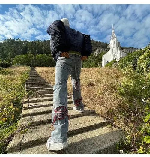 Japanese Brand Haruno x Kamon High Street Vintage Ripped Loose Jeans Size US 32 / EU 48 - 6 Thumbnail