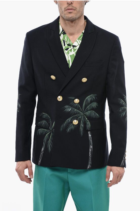 Palm Angels o1y0325 Logo Blazer in Black Size US M / EU 48-50 / 2 - 1 Thumbnail