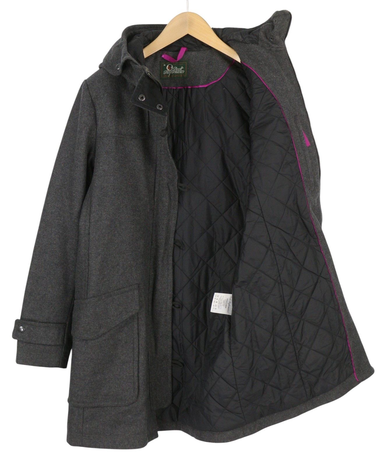 Peak Performance DUFFLE M Melange Grey Wool Blend Toggles Hooded Coat 86465 Size M / US 6-8 / IT 42-44 - 4 Thumbnail