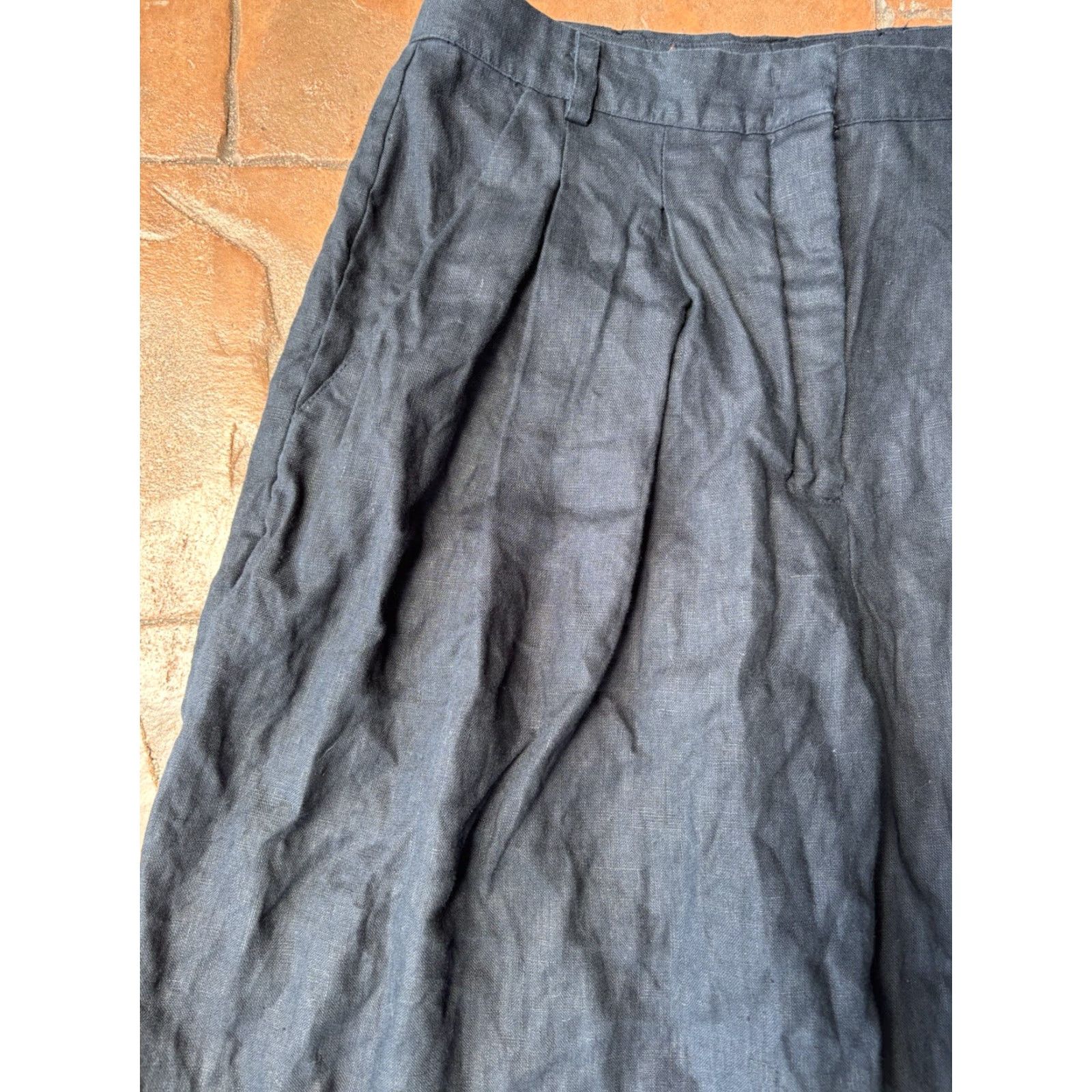 Farm Rio Farm Rio 100% Linen Wide Leg Pants Womens Medium Black Palazzo Size 32" / US 10 / IT 46 - 4 Thumbnail