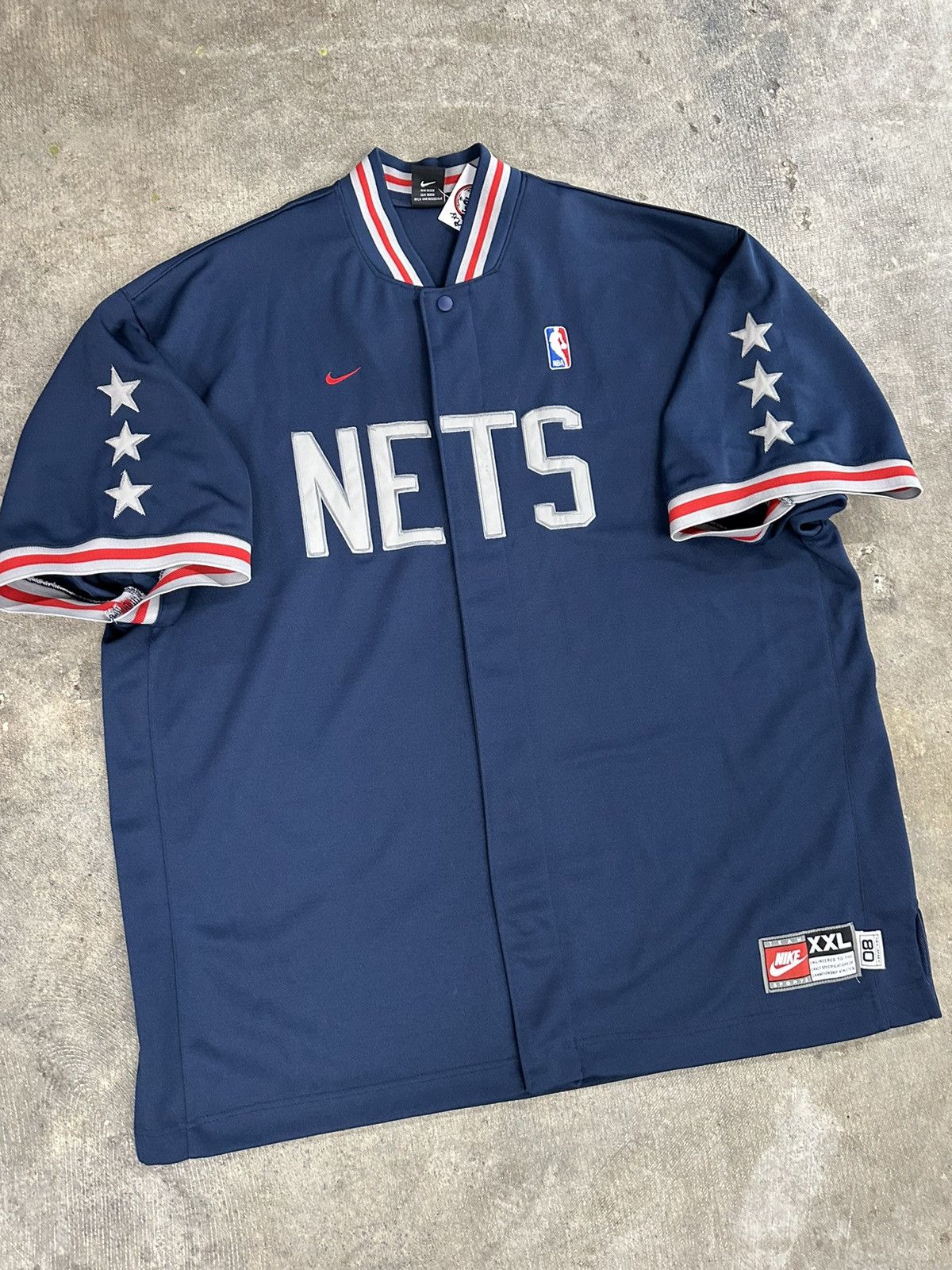NBA × Nike × Vintage Vintage 90s Nike New Jersey Nets Warm Up Basketball Jersey Size US XXL / EU 58 / 5 - 3 Thumbnail