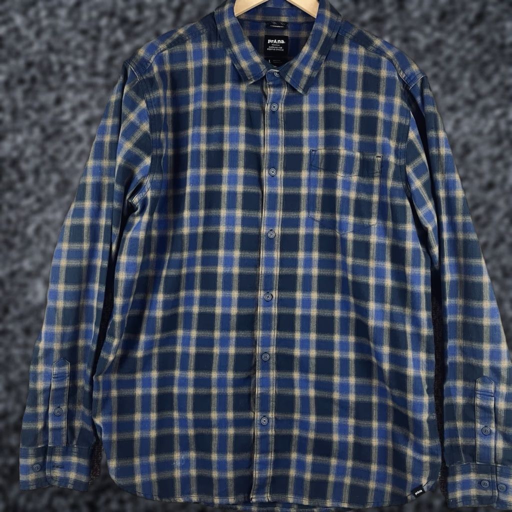Prana Prana Lybeck Flannel Shirt Mens L Organic Cotton Multicolor Plaid Gore- outdoor Workwear Grunge 90s Hip Hop Skater Dad retro User Size US L / EU 52-54 / 3 - 1 Thumbnail