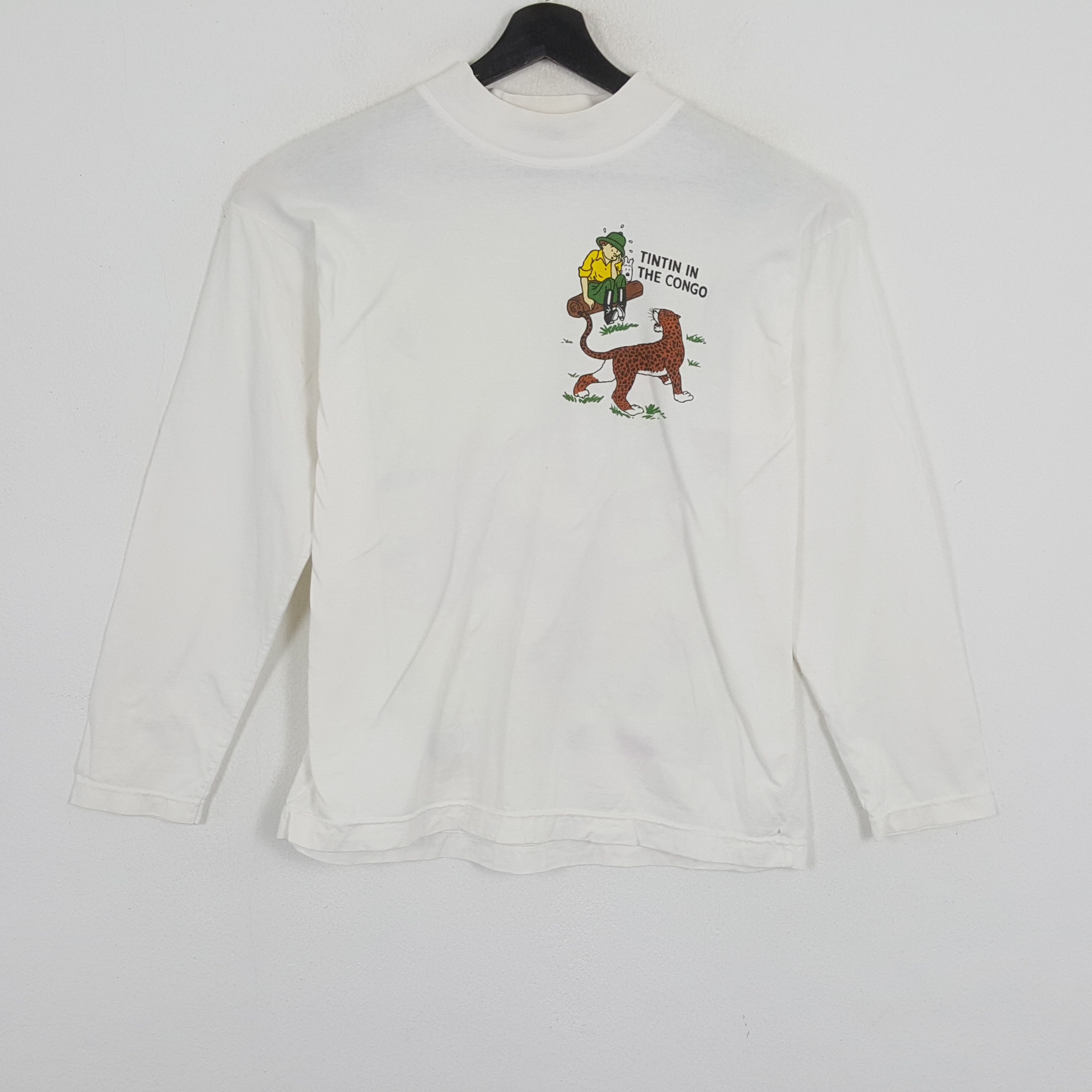 Vintage TINTIN IN THE CONGO Long Sleeve Tshirt Size US L / EU 52-54 / 3 - 3 Thumbnail