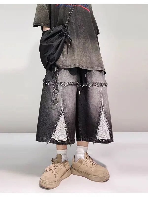 VIBE Vintage High Street Hip Hop Loose Fit Denim Shorts Size US 32 / EU 48 - 1 Thumbnail
