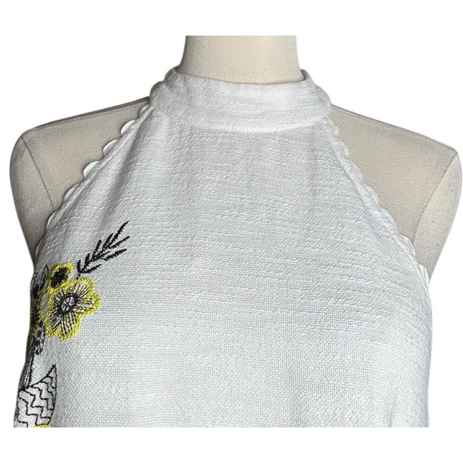 Anthropologie Anthropologie Maeve White Yellow Embroidered Flower Dress 6P Size M / US 6-8 / IT 42-44 - 2 Thumbnail