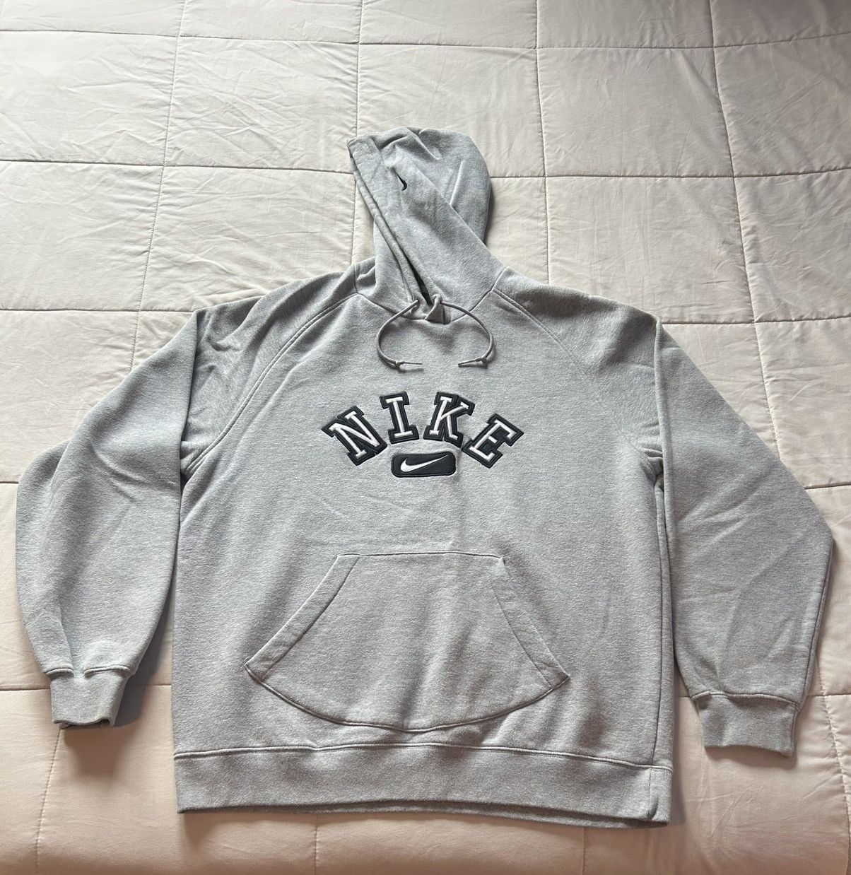 Nike Vintage Y2K Grey Tag Nike Spellout Center Swoosh Grey Hoodie Size US XL / EU 56 / 4 - 1 Thumbnail