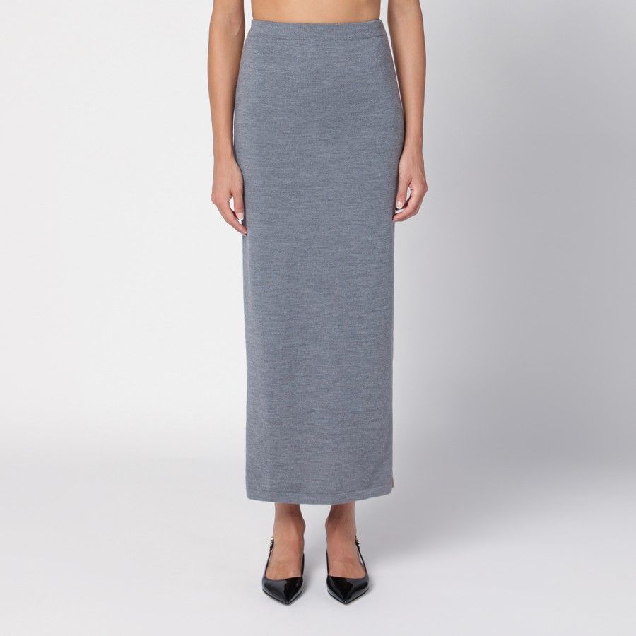 Moschino o1d2blof0924 Wool Long Skirt in Beige & Grey Size 27" / US 4 / IT 40 - 1 Thumbnail