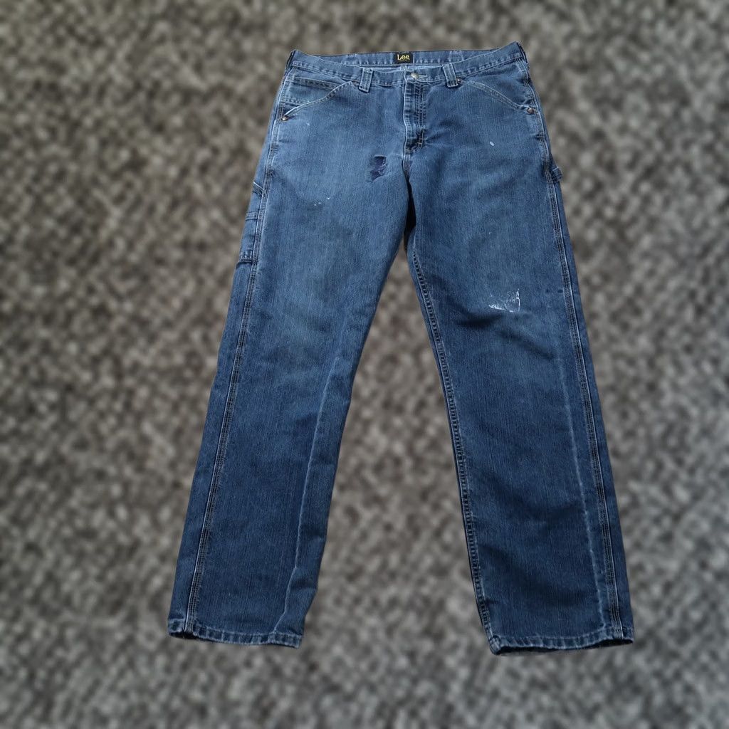 Lee Lee Carpenter Jeans Men 36x34 Distressed Denim Straight 5-Pocket Relaxed Blue Vintage? No Size US 36 / EU 52 - 1 Thumbnail